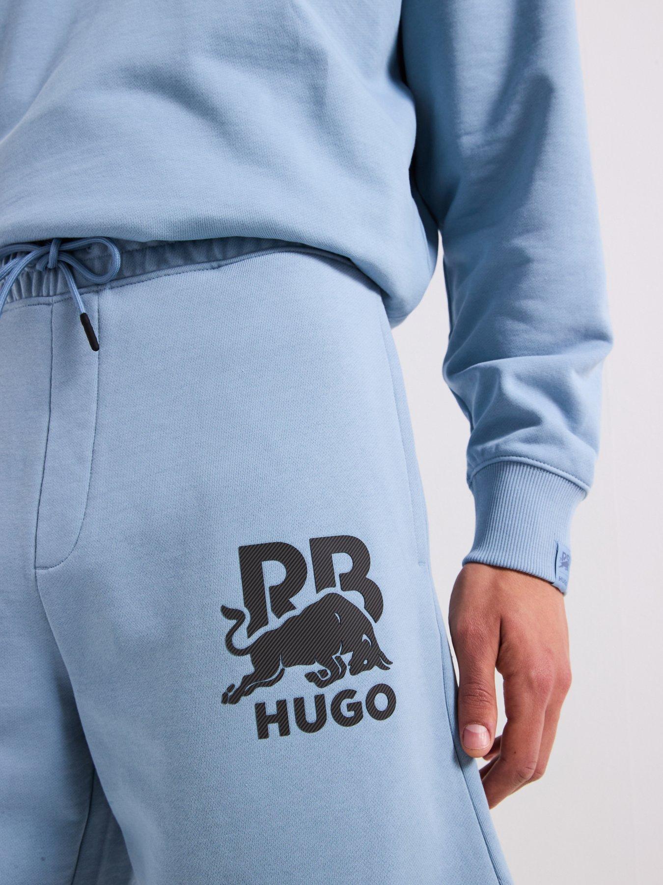 Image 4 of 5 of HUGO Racing Bull Deswick Reflective Logo Sweat Shorts - Blue