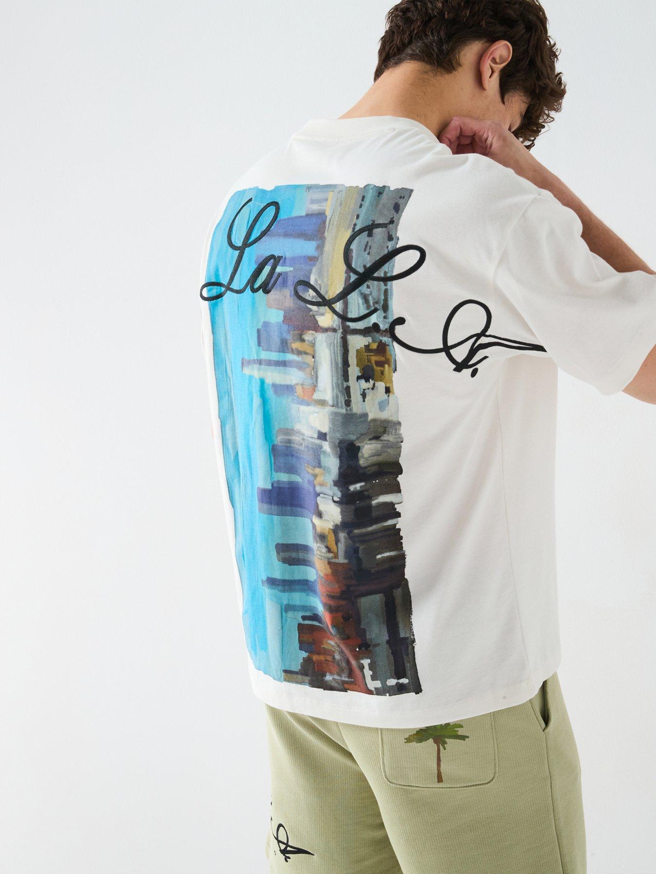 undefined Duwrite Relaxed Palm Tree Back Graphic T-Shirt - White