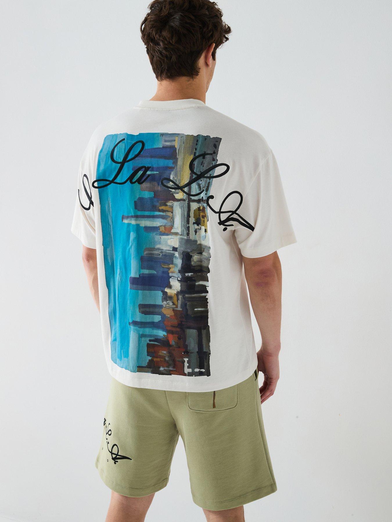 undefined Duwrite Relaxed Palm Tree Back Graphic T-Shirt - White