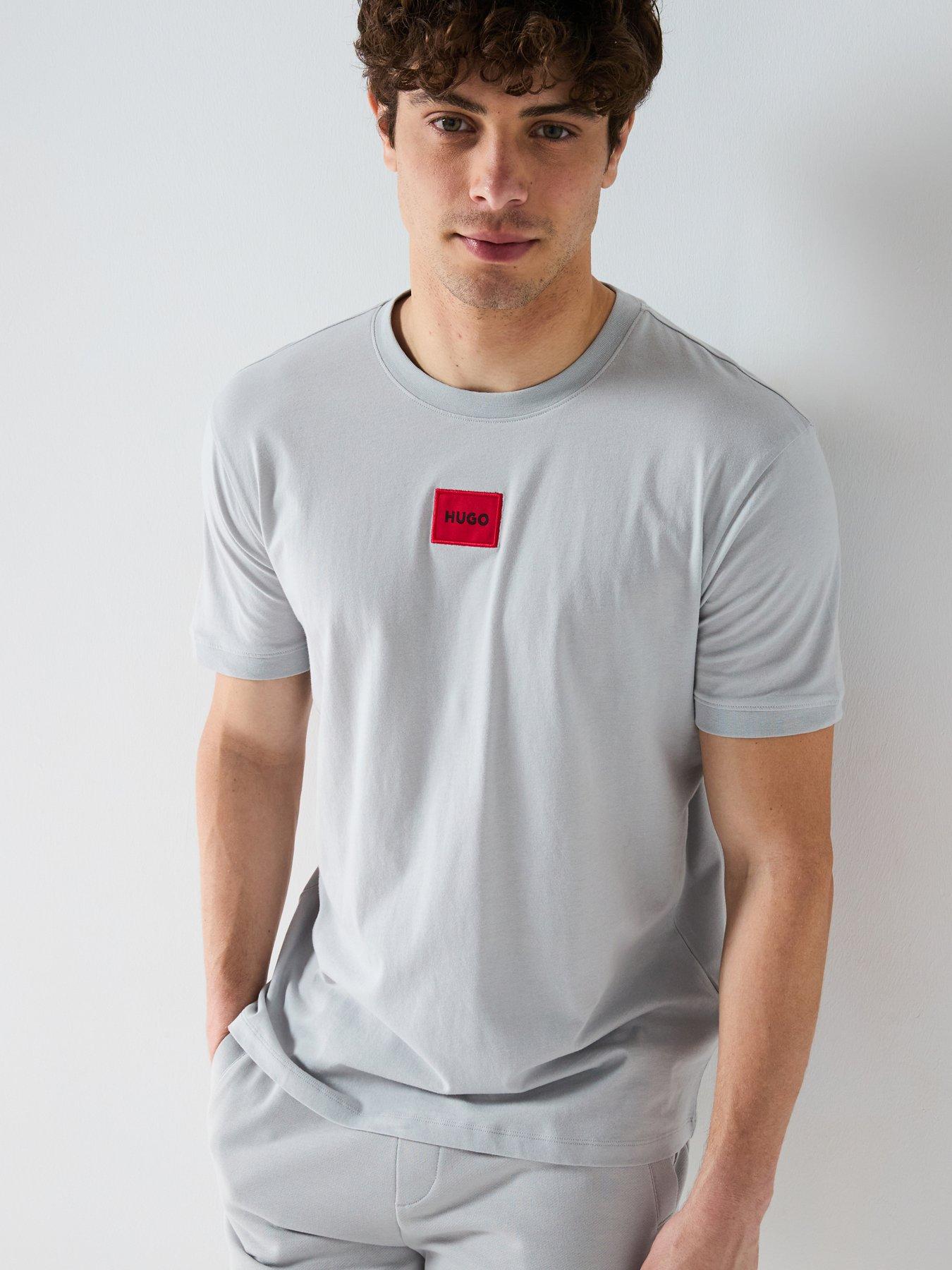 HUGO Diragolino Red Patch Logo T-Shirt Light/Pastel Grey Very