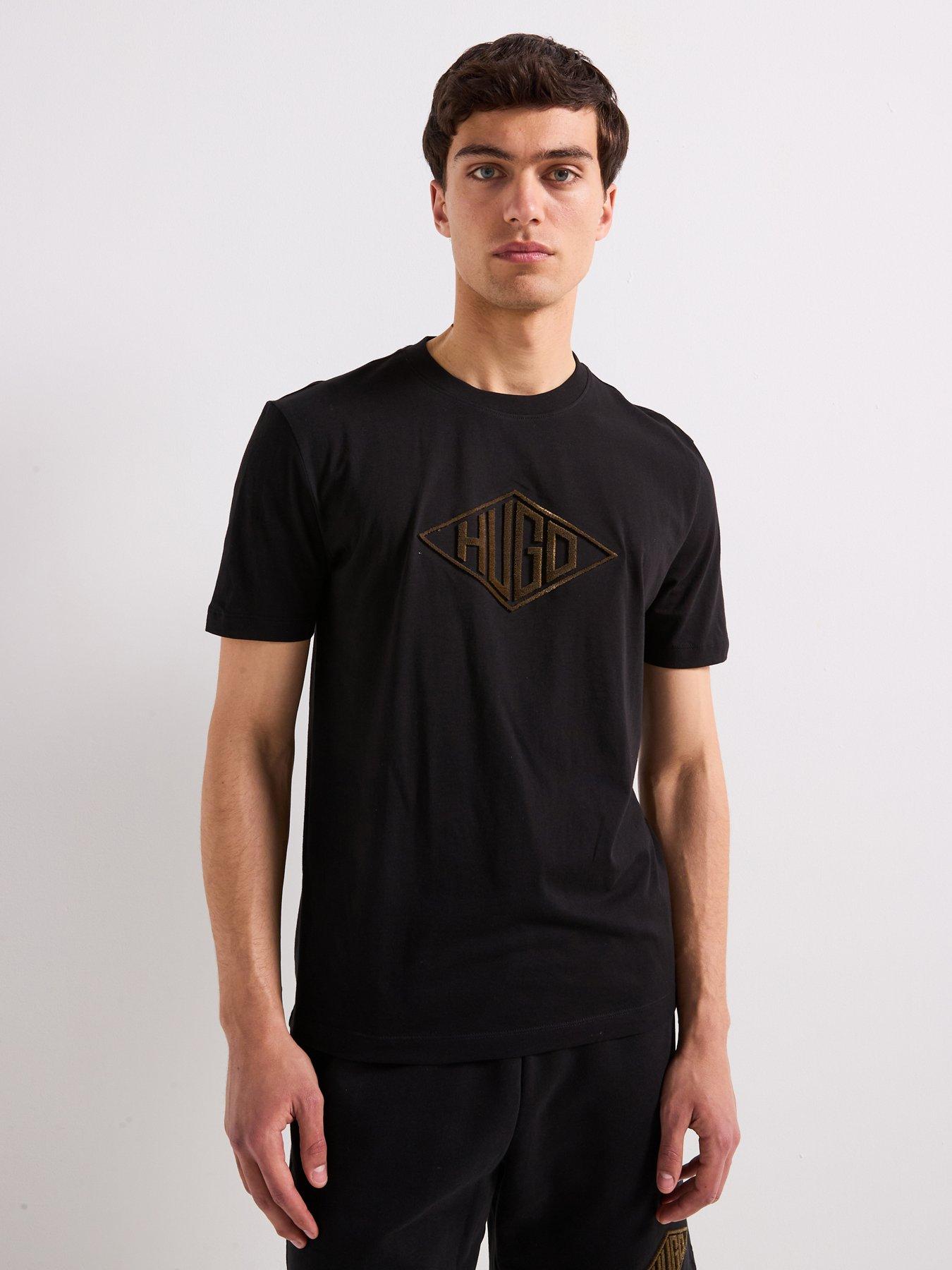 undefined Dalendi Flocked Geo Logo T-Shirt- Black