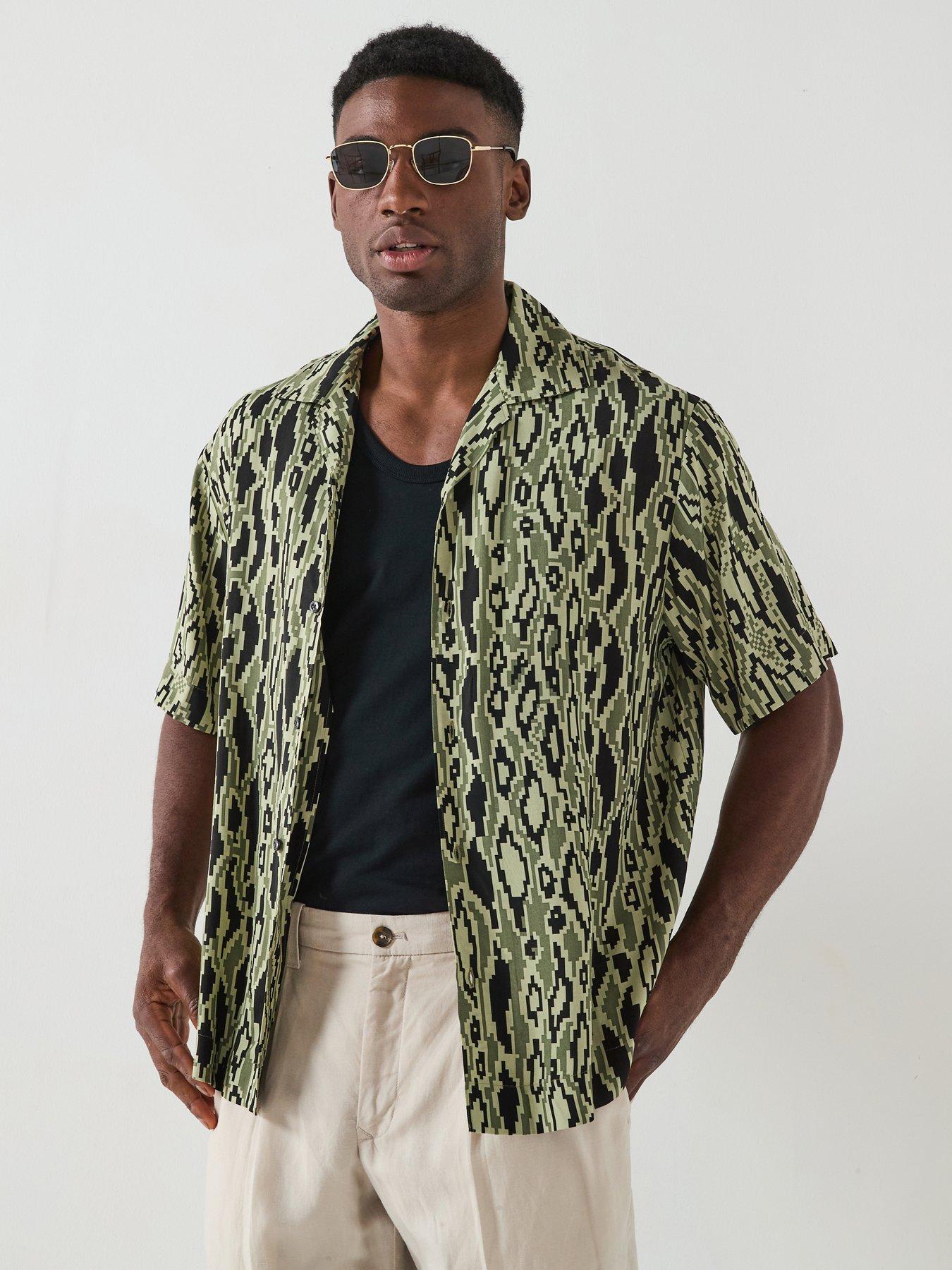 undefined Espino Relaxed Digital Snake Print Shirt - Open Green
