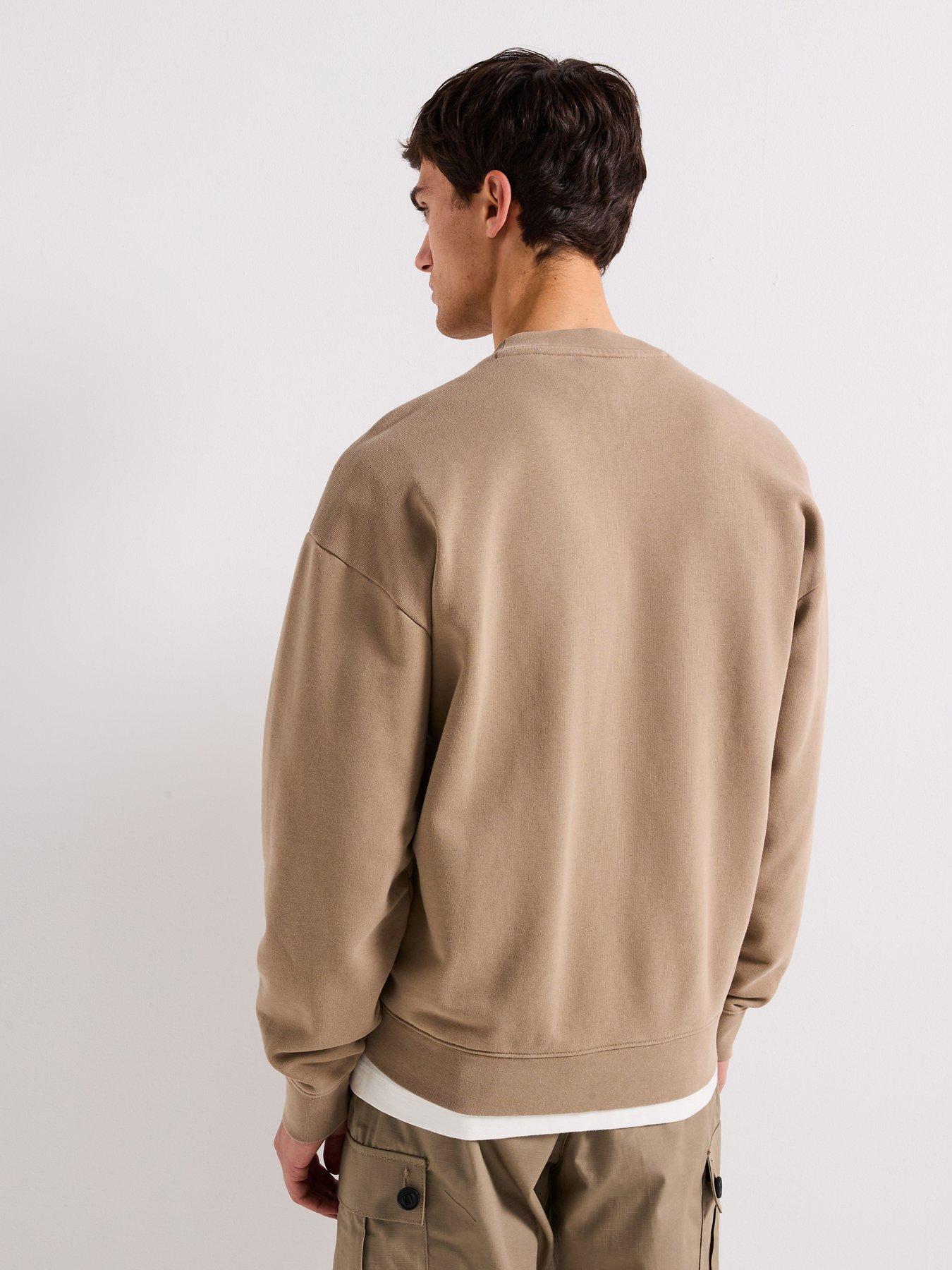 Image 2 of 4 of HUGO Dopaly Relaxed Washed Small Logo Crew Neck Sweatshirt - Brown