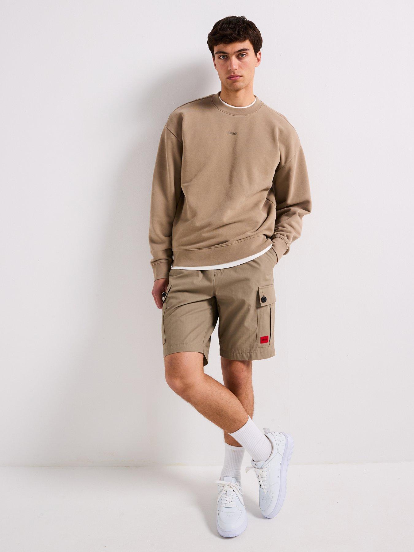 Image 3 of 4 of HUGO Dopaly Relaxed Washed Small Logo Crew Neck Sweatshirt - Brown