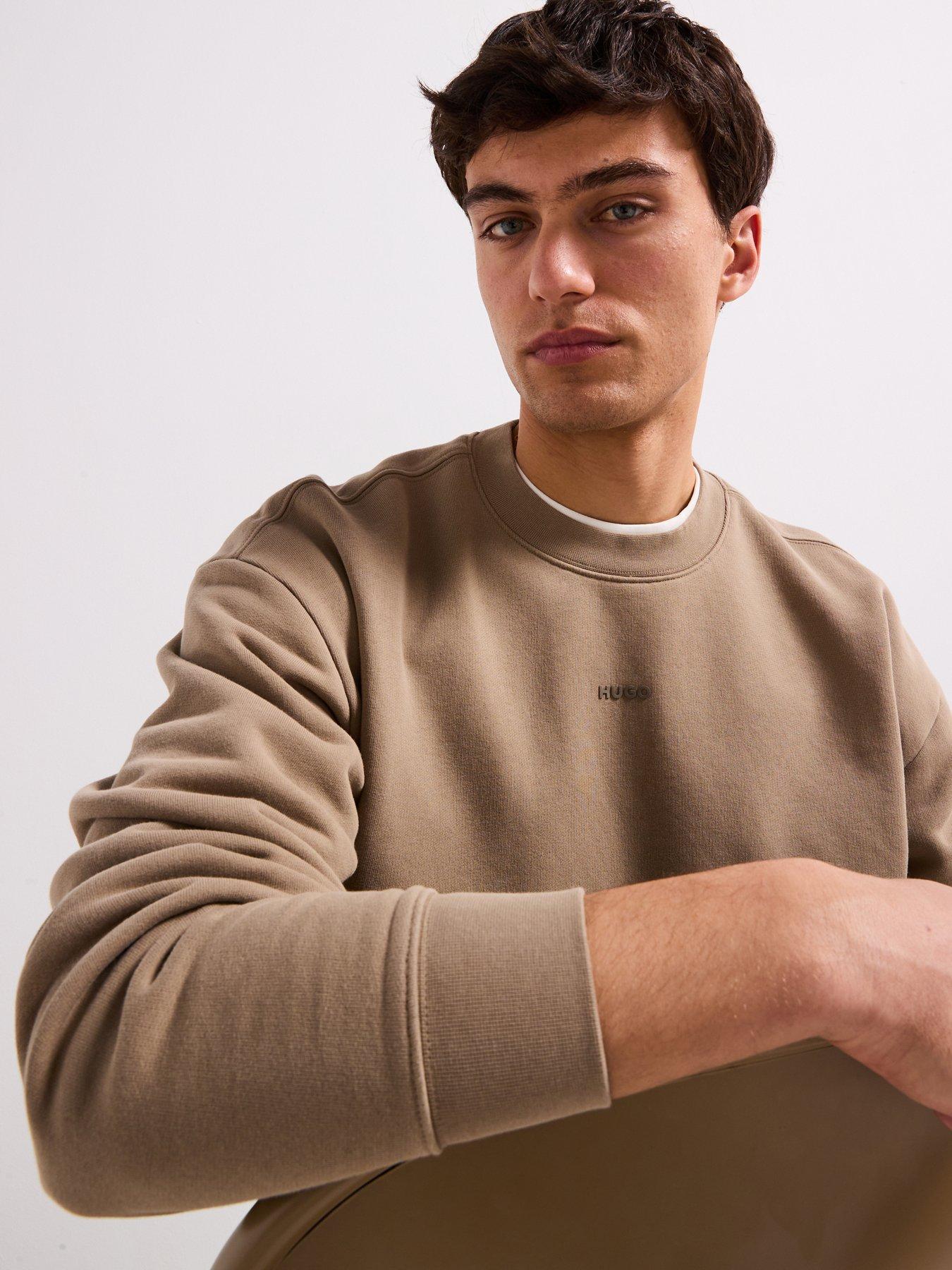 Image 4 of 4 of HUGO Dopaly Relaxed Washed Small Logo Crew Neck Sweatshirt - Brown