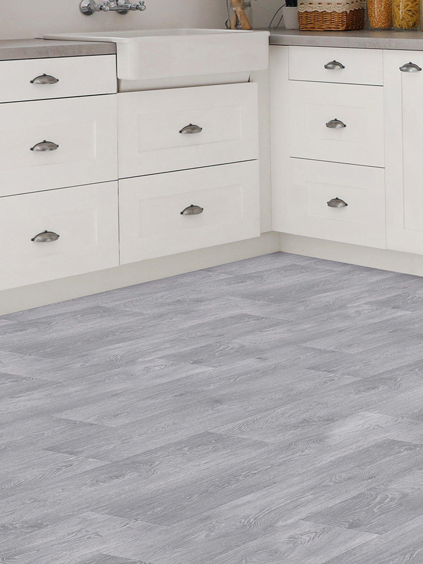 Image 1 of 2 of Homemaker Grey Oak Look Pre-Cut Vinyl Flooring &ndash; 3 x 2 metres