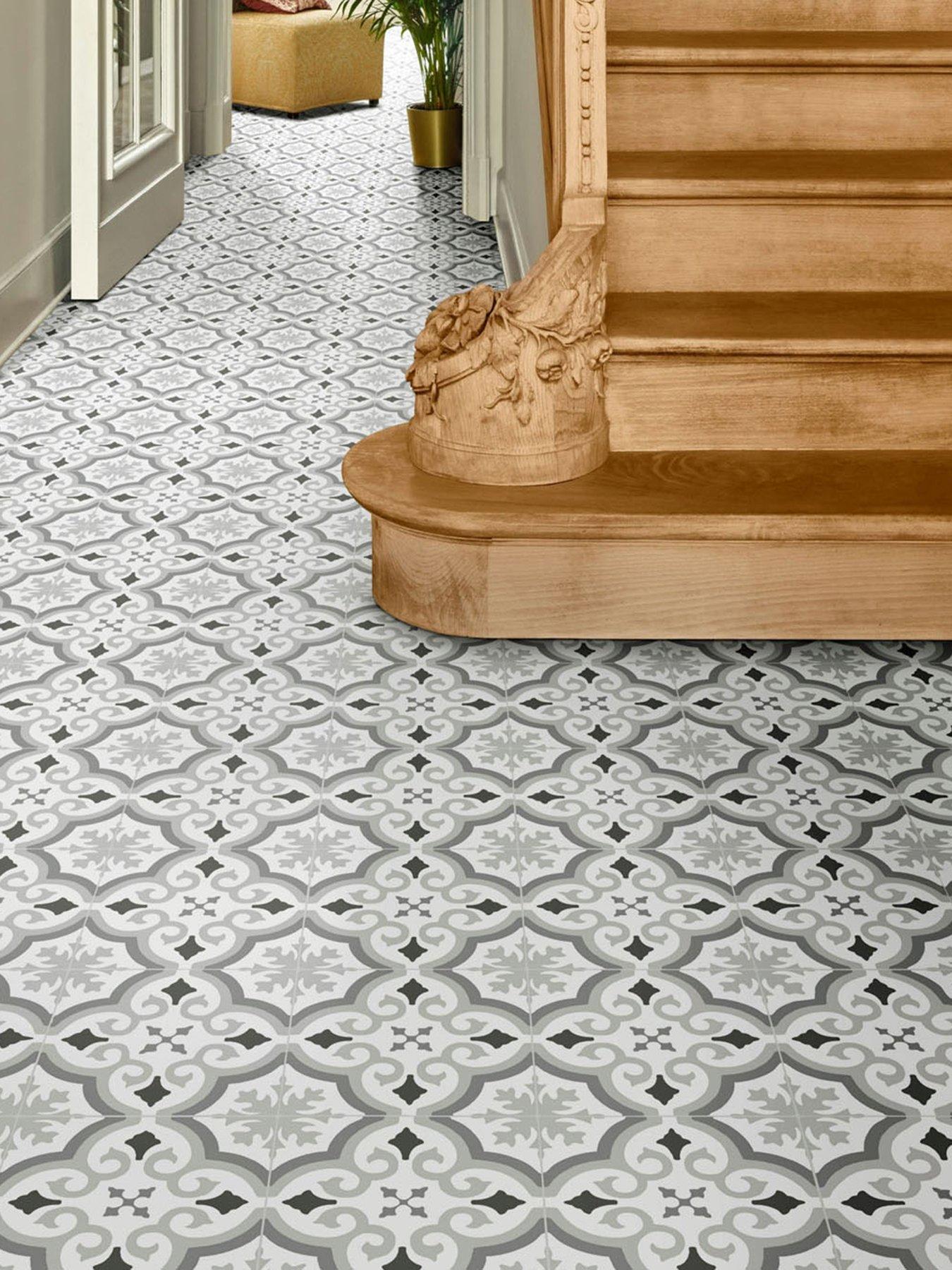 Homemaker Victorian Tile Look Pre-Cut Vinyl Flooring