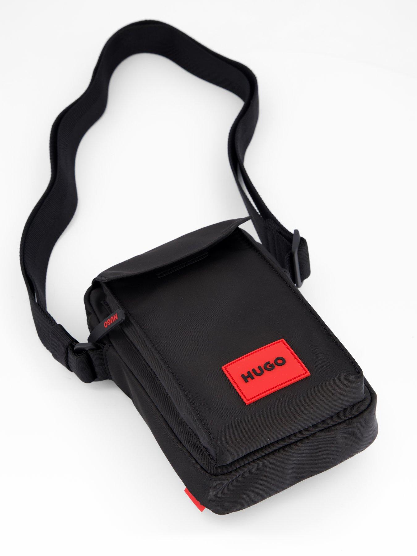 HUGO - Sac reporter avec patch logoté en gomme - Noir