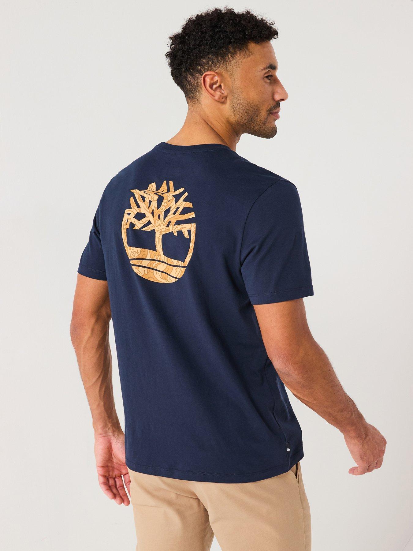 Timberland Kennebec Back Print Camo Tree T-Shirt Navy Very