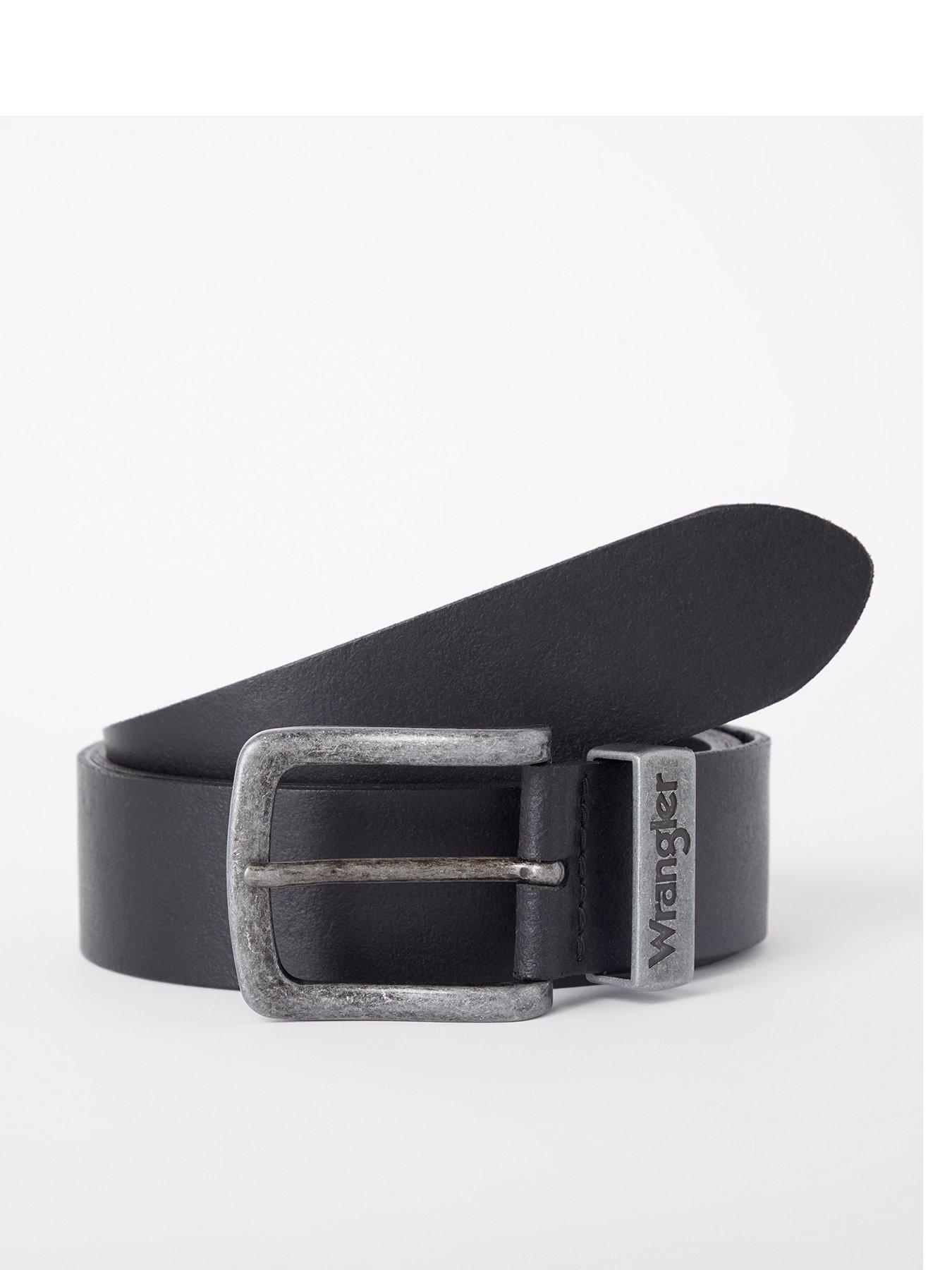Image 1 of 5 of Wrangler Metal Loop Leather Belt -black
