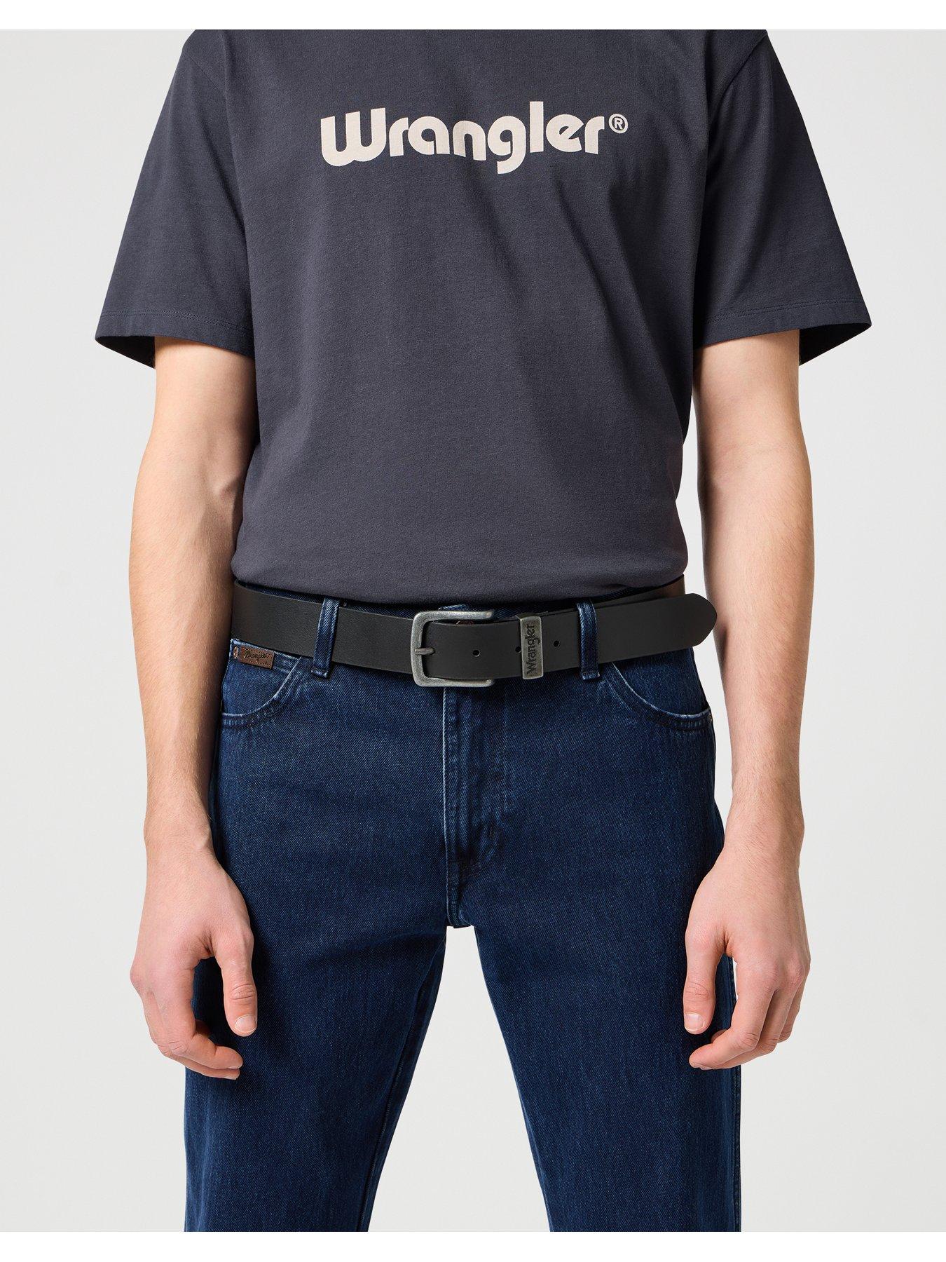 Image 2 of 5 of Wrangler Metal Loop Leather Belt -black