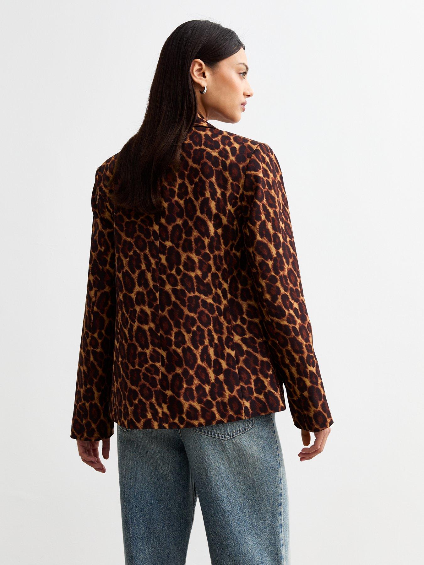 Image 2 of 4 of New Look Brown Leopard Print Blazer