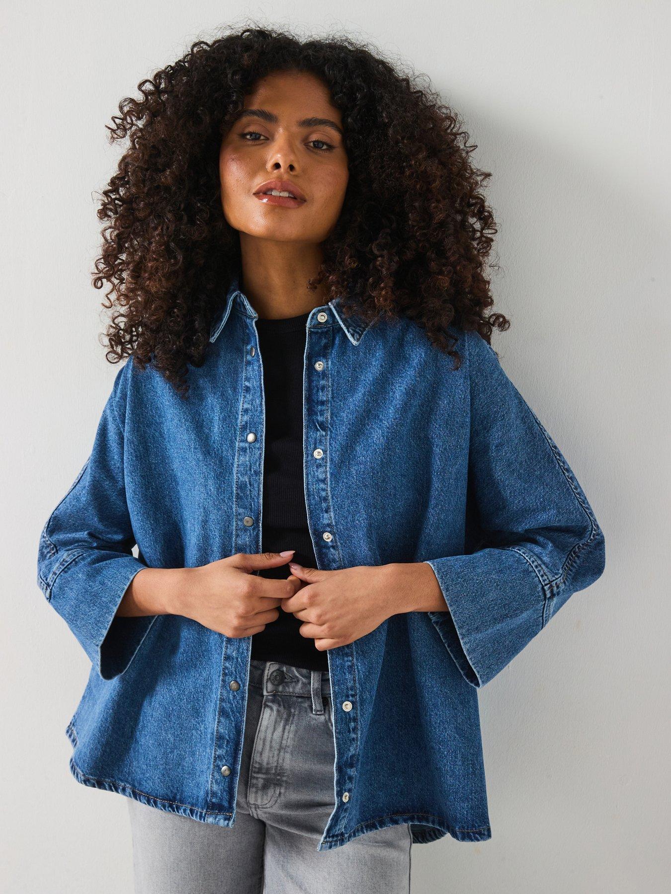 undefined Cuff Detail 3/4 Sleeve Shirt - Blue