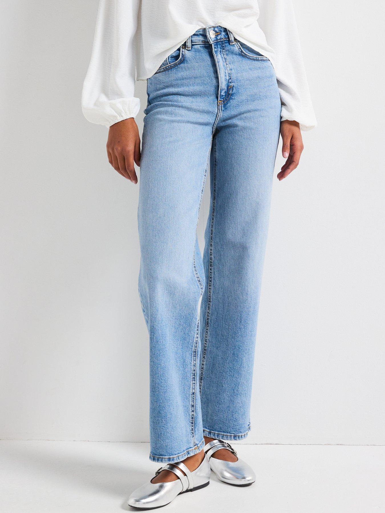undefined High Waist Wide Leg Jean - Medium Blue