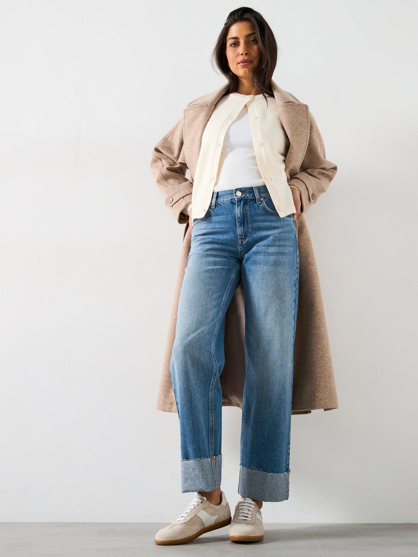 undefined Straight Leg Fold Up Jean - Medium Blue