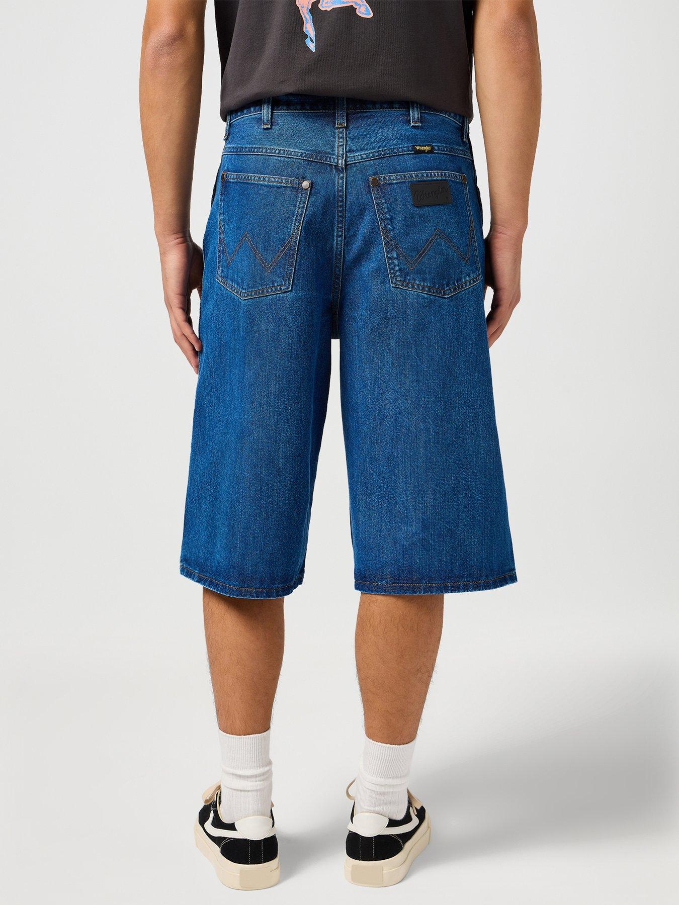 Image 2 of 6 of Wrangler Jort Midi Length Denim Shorts - Dark Blue