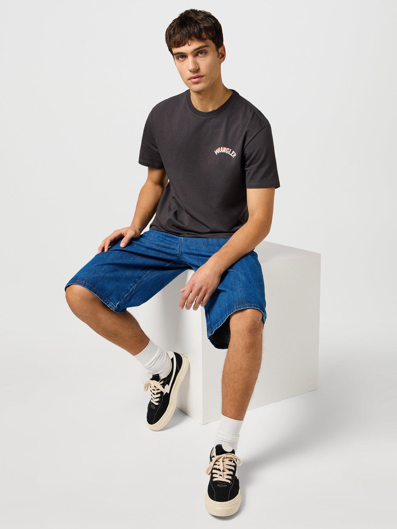 Image 6 of 6 of Wrangler Jort Midi Length Denim Shorts - Dark Blue