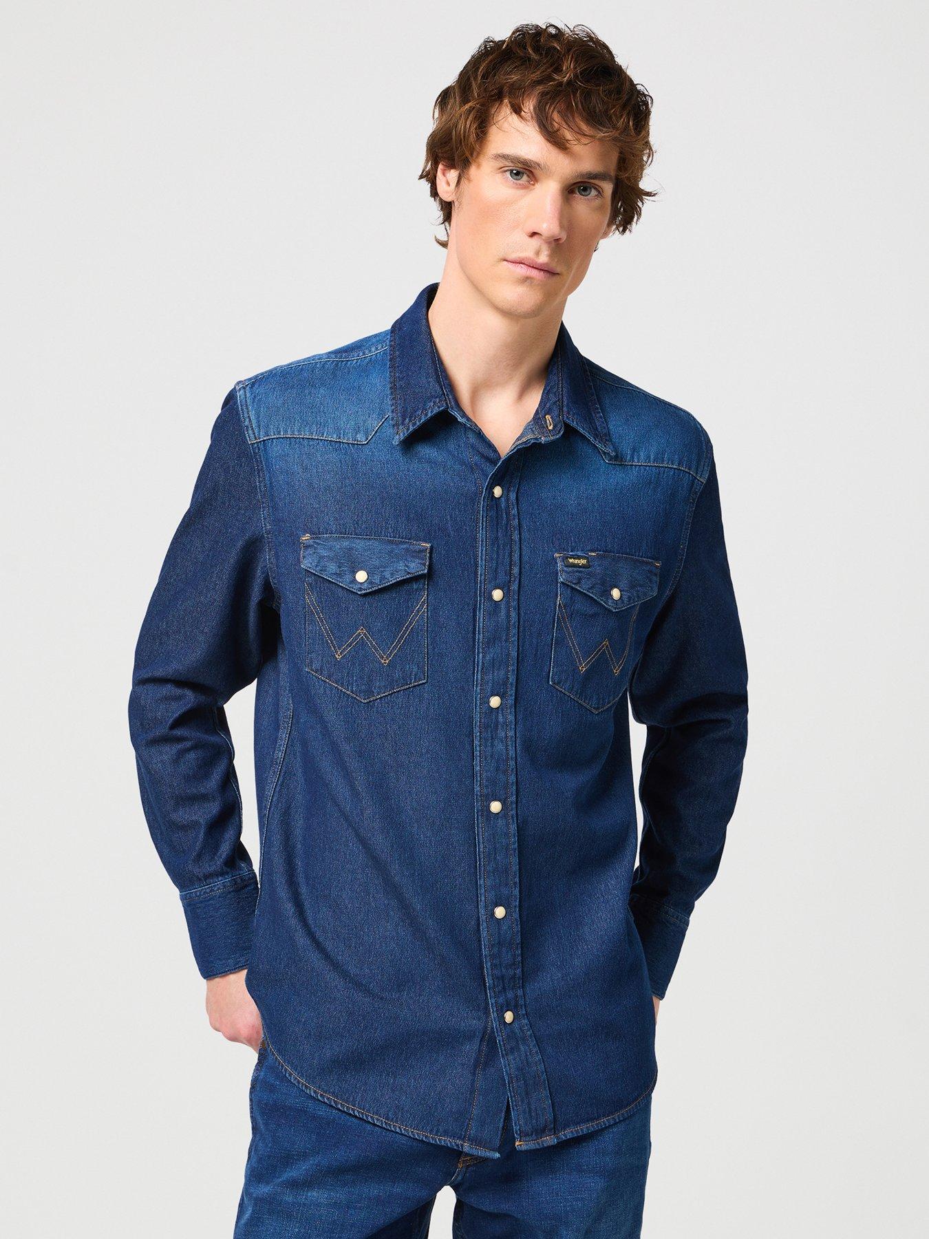 undefined 27MW Long Sleeve Denim Shirt - Dark Blue
