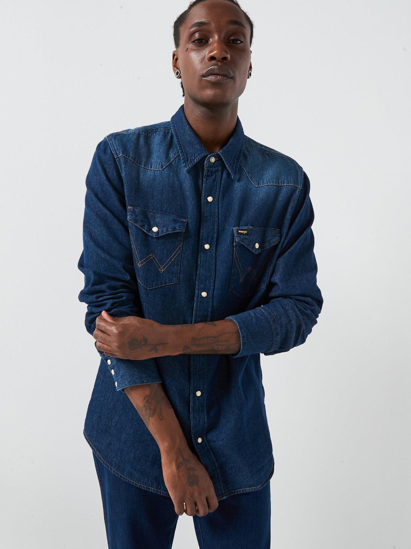 Wrangler 27MW Long Sleeve Denim Shirt Dark Blue Very
