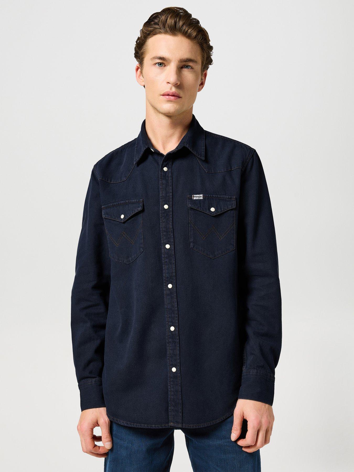 undefined Long Sleeve Western Denim Shirt - Blue
