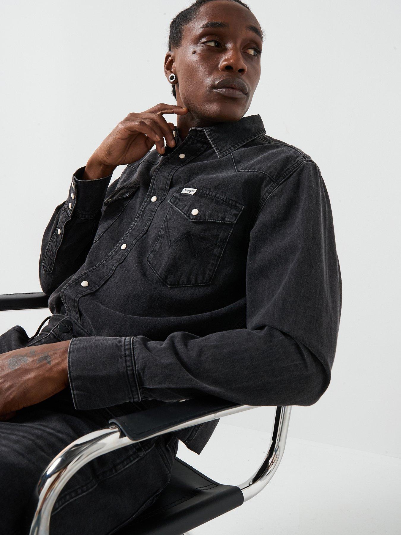 Wrangler Camicia Western In Denim Uomo - Rinse Black, Vestibilità Regolare, 100% Cotone (XXL) - 2