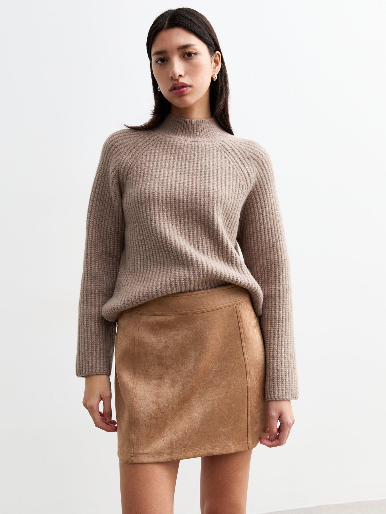 undefined Faux Suede Mini Skirt - Camel