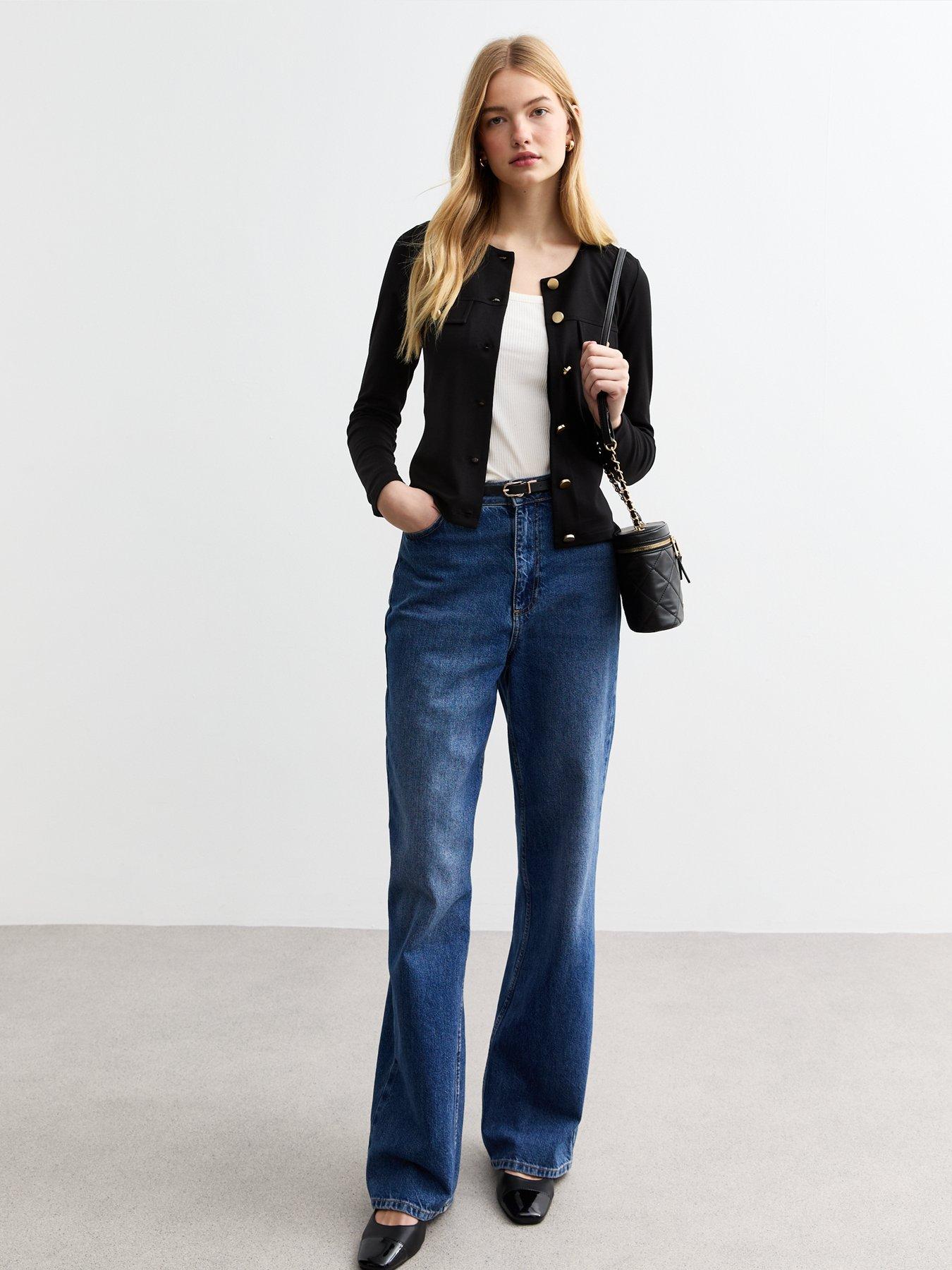 Image 1 of 5 of New Look Black Ponte Buttoned Cardigan