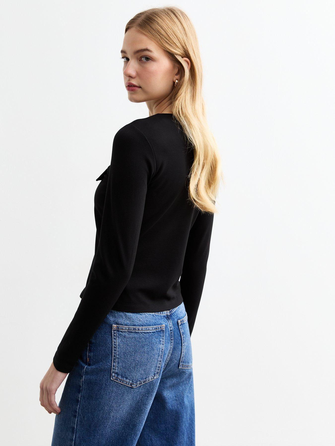 Image 2 of 5 of New Look Black Ponte Buttoned Cardigan