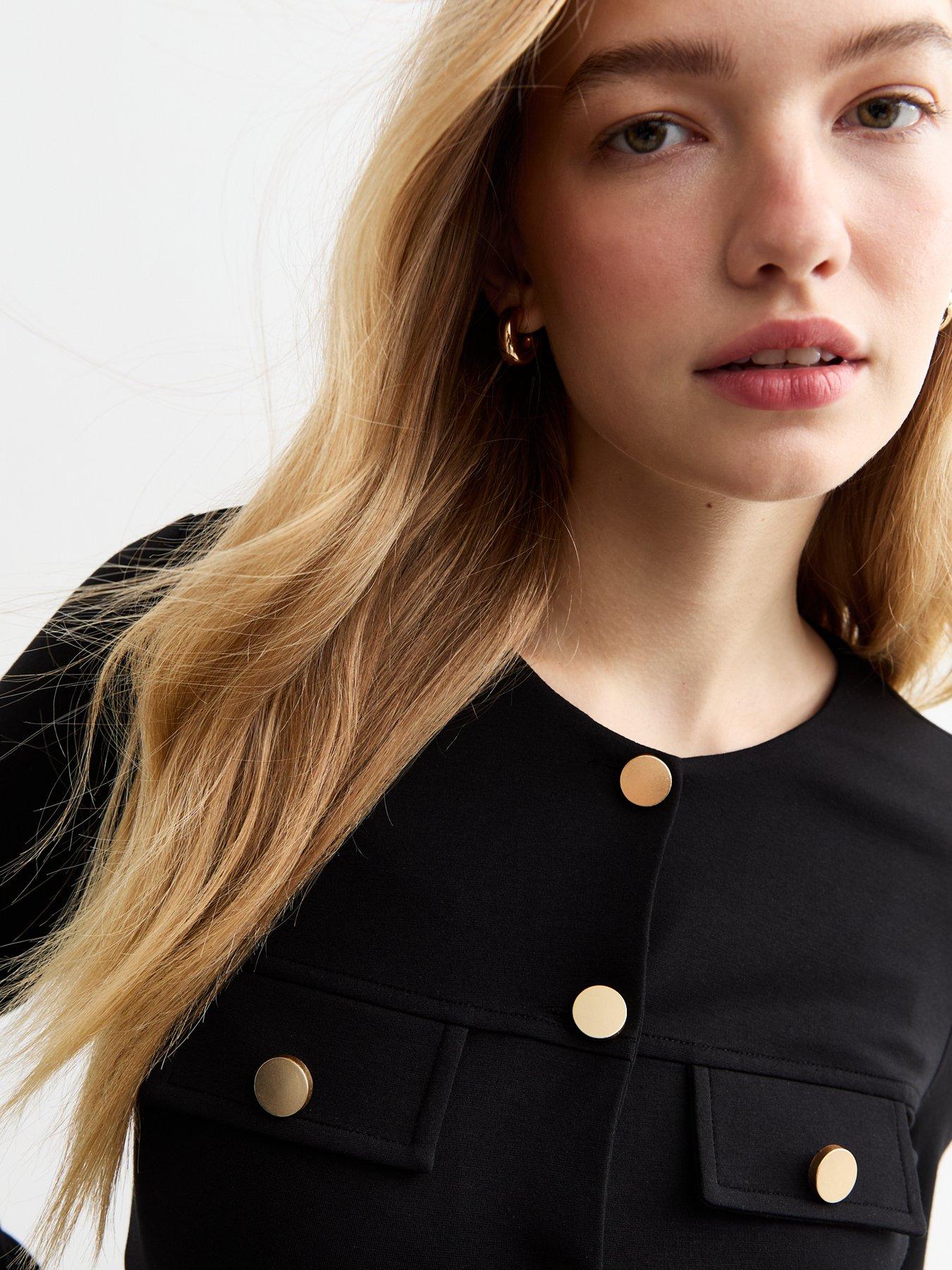 Image 4 of 5 of New Look Black Ponte Buttoned Cardigan