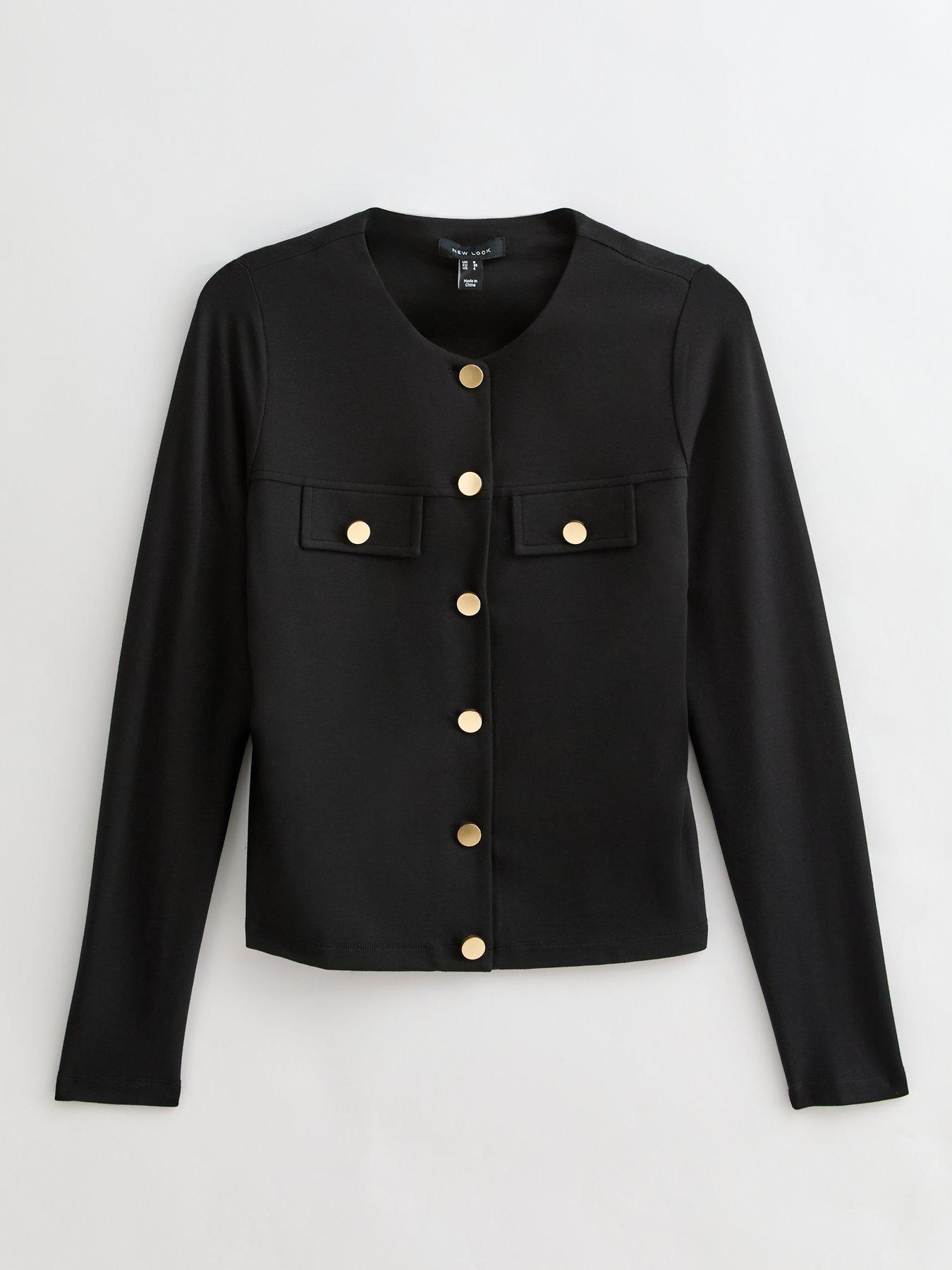Image 5 of 5 of New Look Black Ponte Buttoned Cardigan