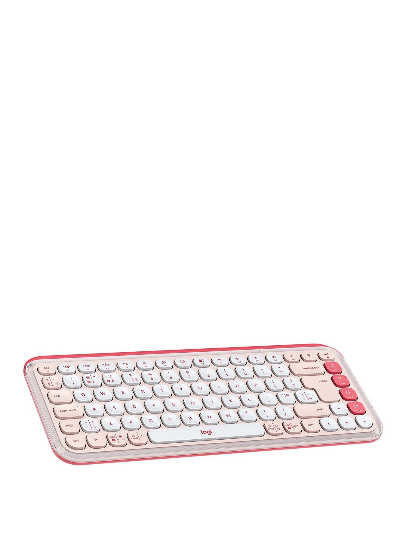 Image 1 of 8 of Logitech POP ICON KEYS Wireless Bluetooth Keyboard for Laptop, Tablet, PC &ndash; Off-Rose And Off-White