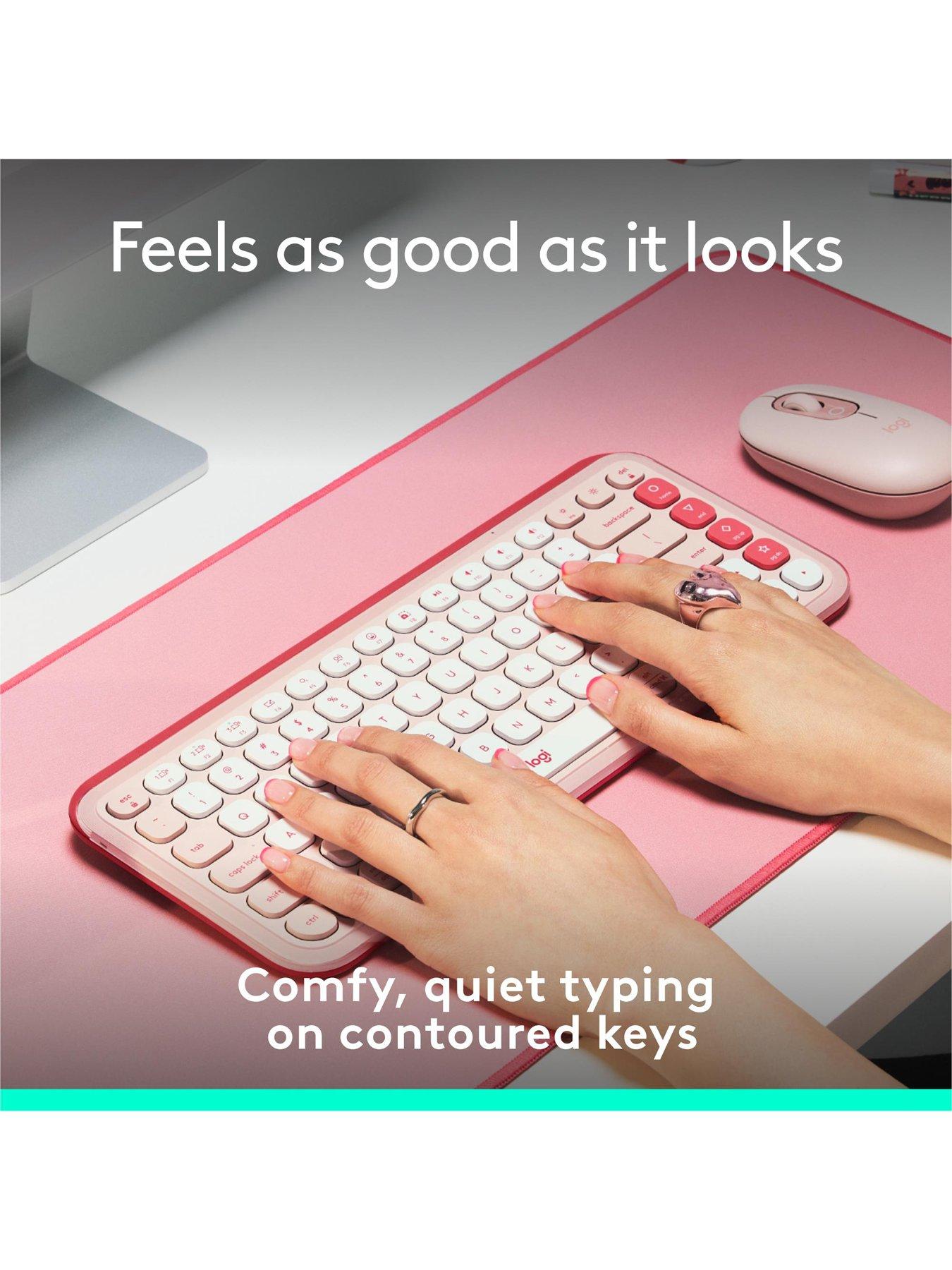 Image 3 of 8 of Logitech POP ICON KEYS Wireless Bluetooth Keyboard for Laptop, Tablet, PC &ndash; Off-Rose And Off-White