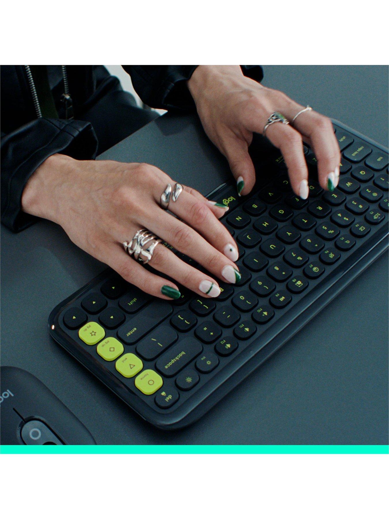 Image 6 of 8 of Logitech POP ICON KEYS Wireless Bluetooth Keyboard for Laptop, Tablet, PC &ndash; Off-Rose And Off-White