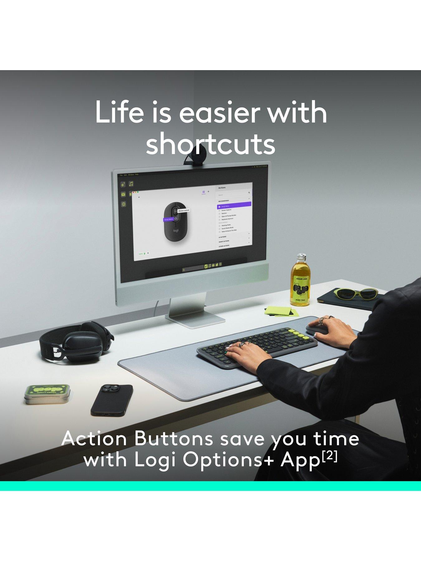 Image 4 of 7 of Logitech Pop Portable Wireless Bluetooth Mouse With Programmable Buttons And Quiet Clicks - Graphite