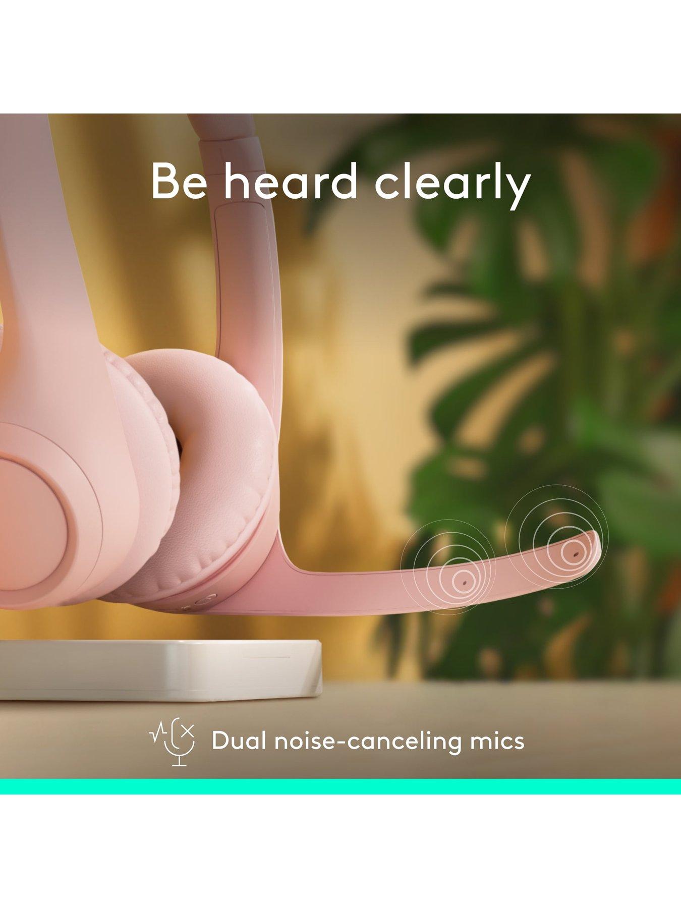 Image 2 of 8 of Logitech Zone 300 Wireless Bluetooth Headset With Noise-Cancelling Microphone, Compatible With Windows, Mac, Chrome, Linux, Ios, Android-Rose
