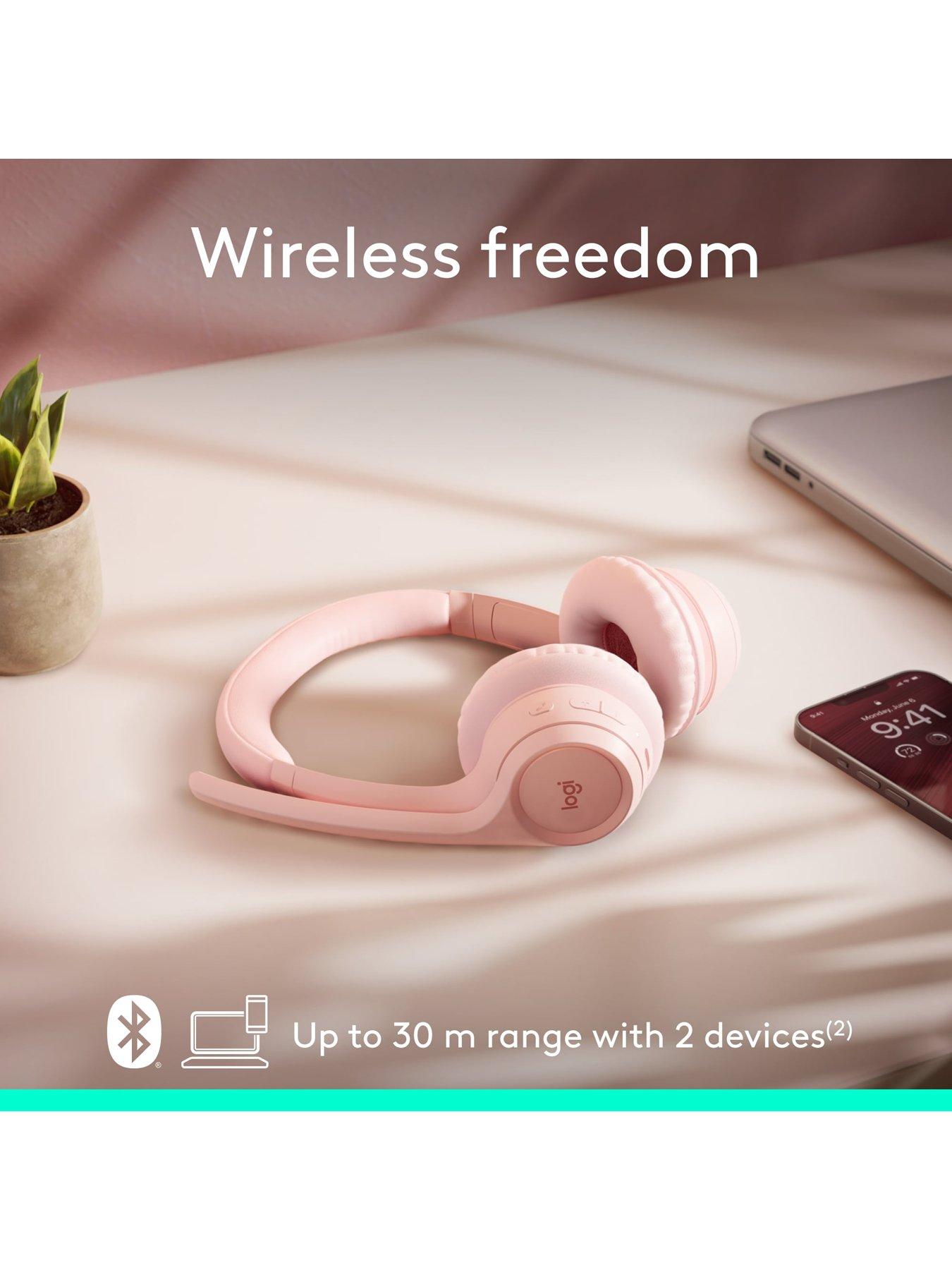 Image 4 of 8 of Logitech Zone 300 Wireless Bluetooth Headset With Noise-Cancelling Microphone, Compatible With Windows, Mac, Chrome, Linux, Ios, Android-Rose