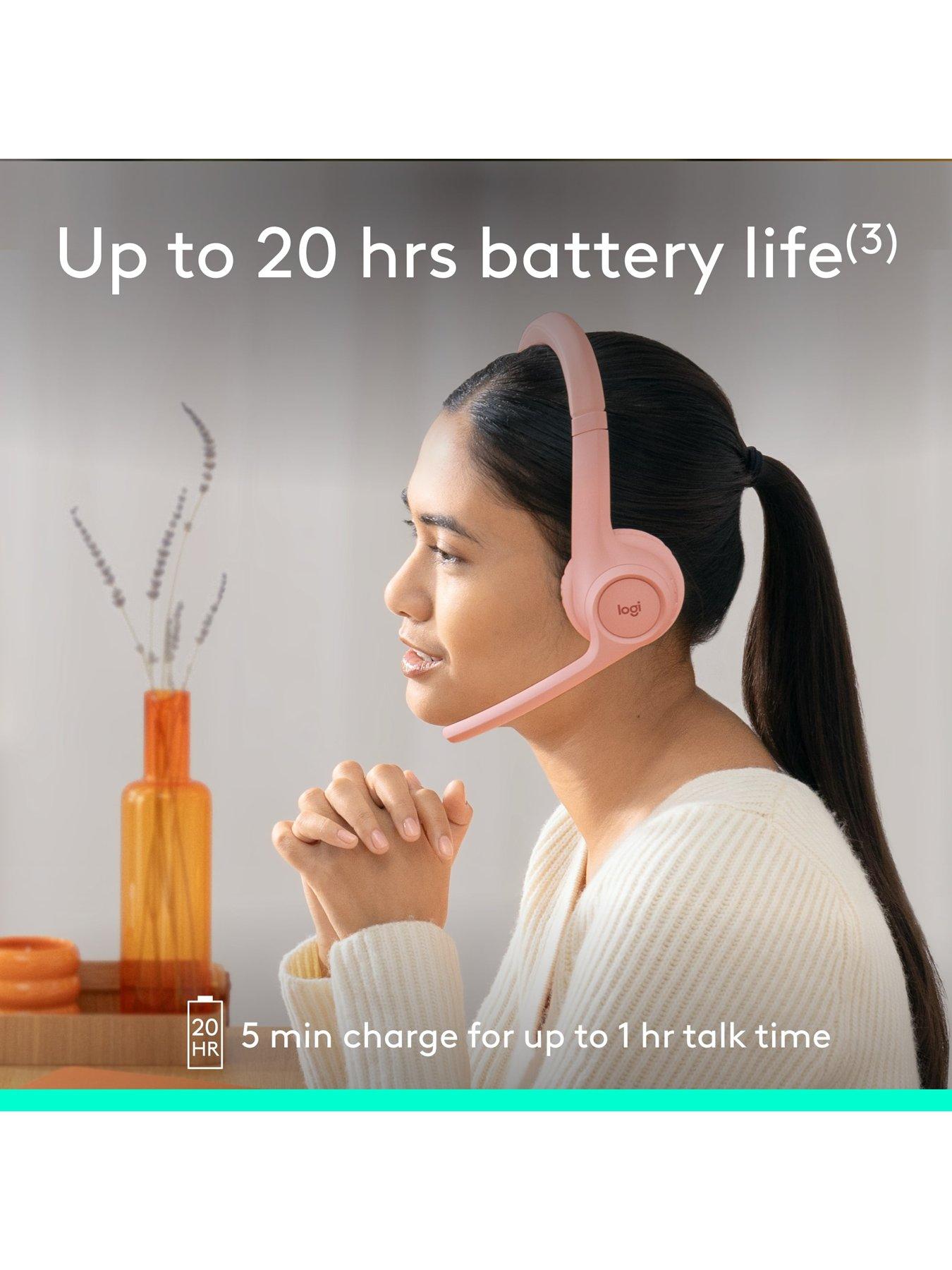 Image 5 of 8 of Logitech Zone 300 Wireless Bluetooth Headset With Noise-Cancelling Microphone, Compatible With Windows, Mac, Chrome, Linux, Ios, Android-Rose