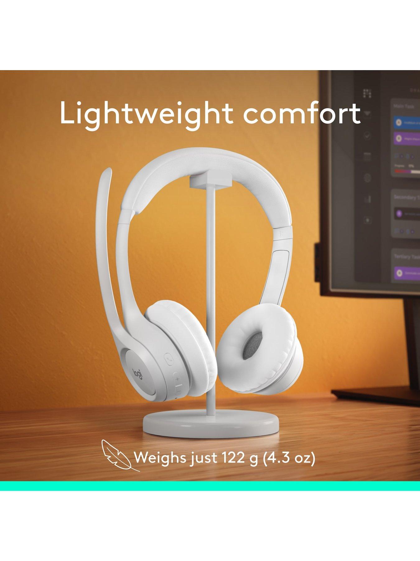 Image 7 of 8 of Logitech Zone 300 Wireless Bluetooth Headset With Noise-Cancelling Microphone, Compatible With Windows, Mac, Chrome, Linux, Ios, Android-Off-White