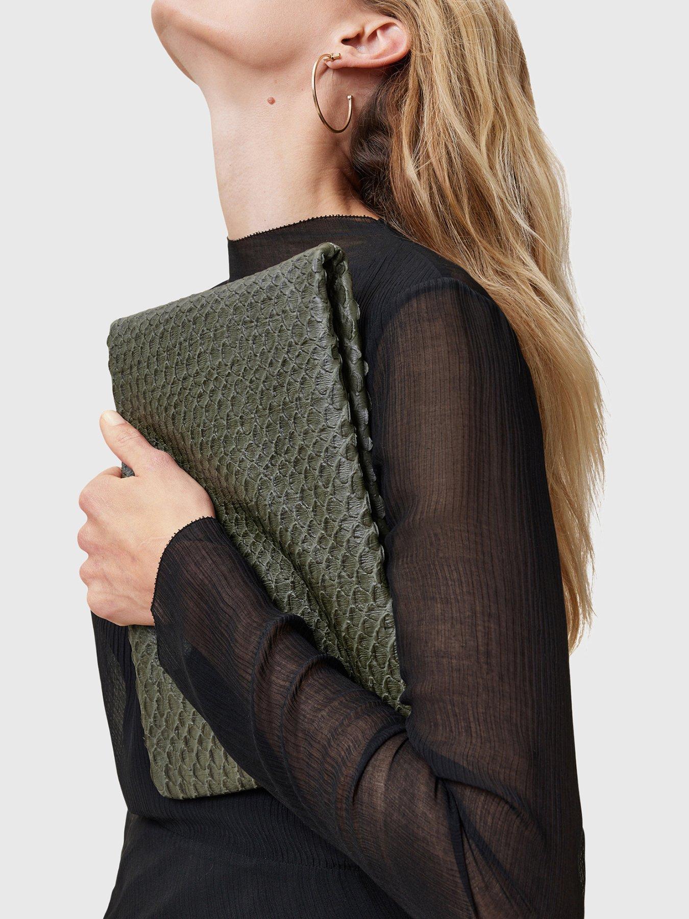 undefined Bettina Snake Clutch - Dark Green
