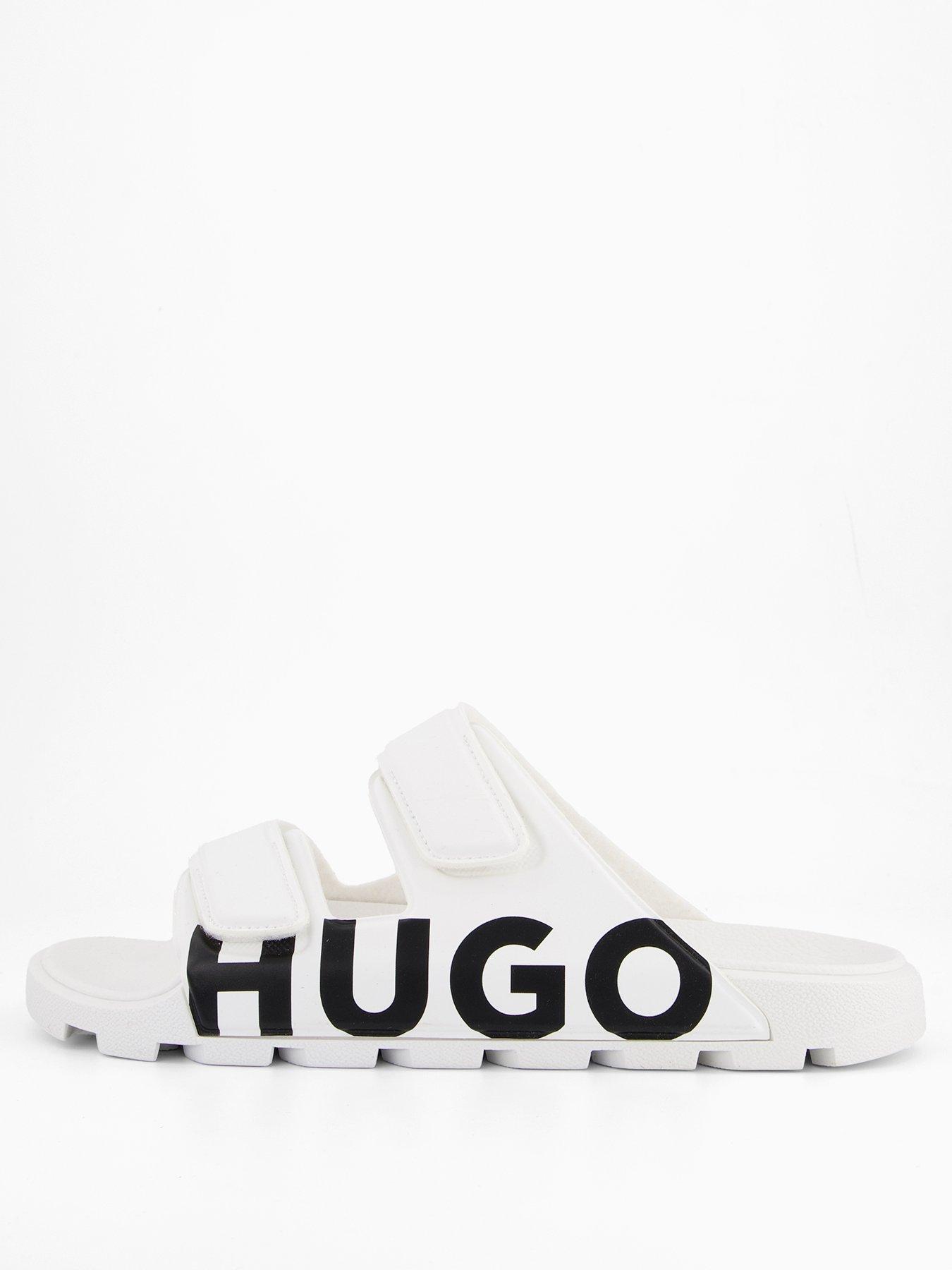 Image 2 of 6 of HUGO Men's Evander Two Strap Logo Sandals - White