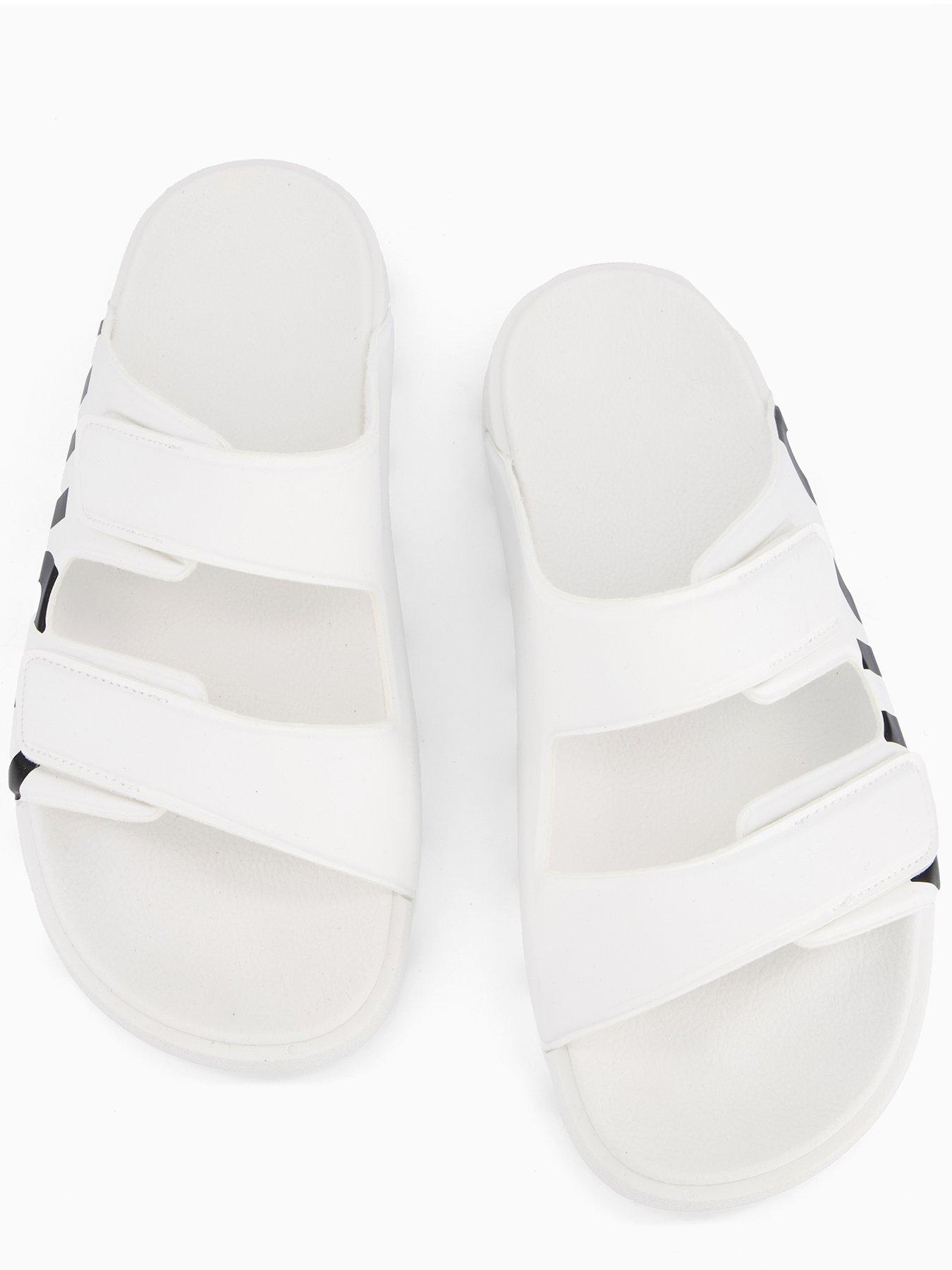 Image 3 of 6 of HUGO Men's Evander Two Strap Logo Sandals - White
