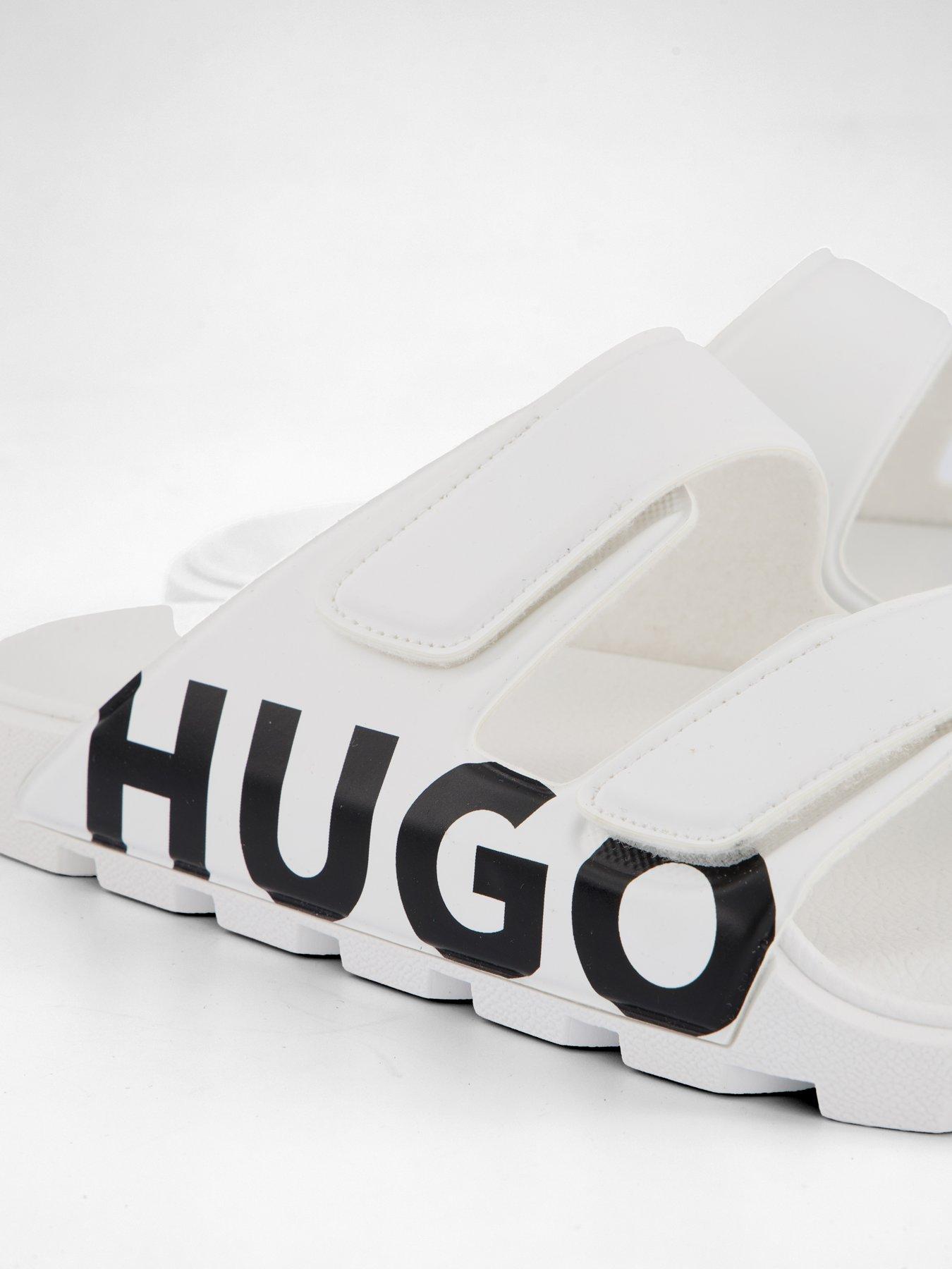 Image 5 of 6 of HUGO Men's Evander Two Strap Logo Sandals - White