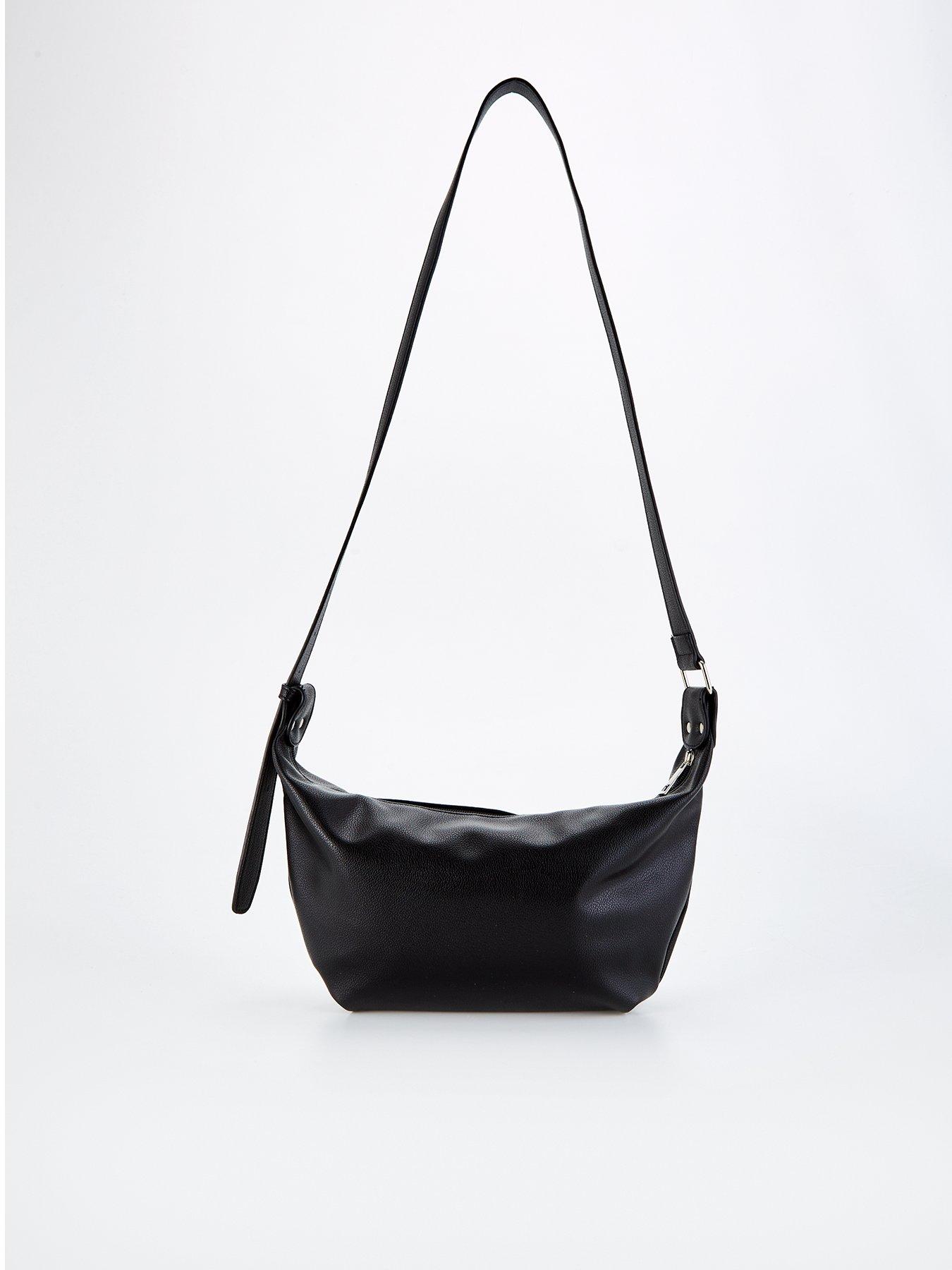 undefined Crossbody Faux Leather Bag - Black