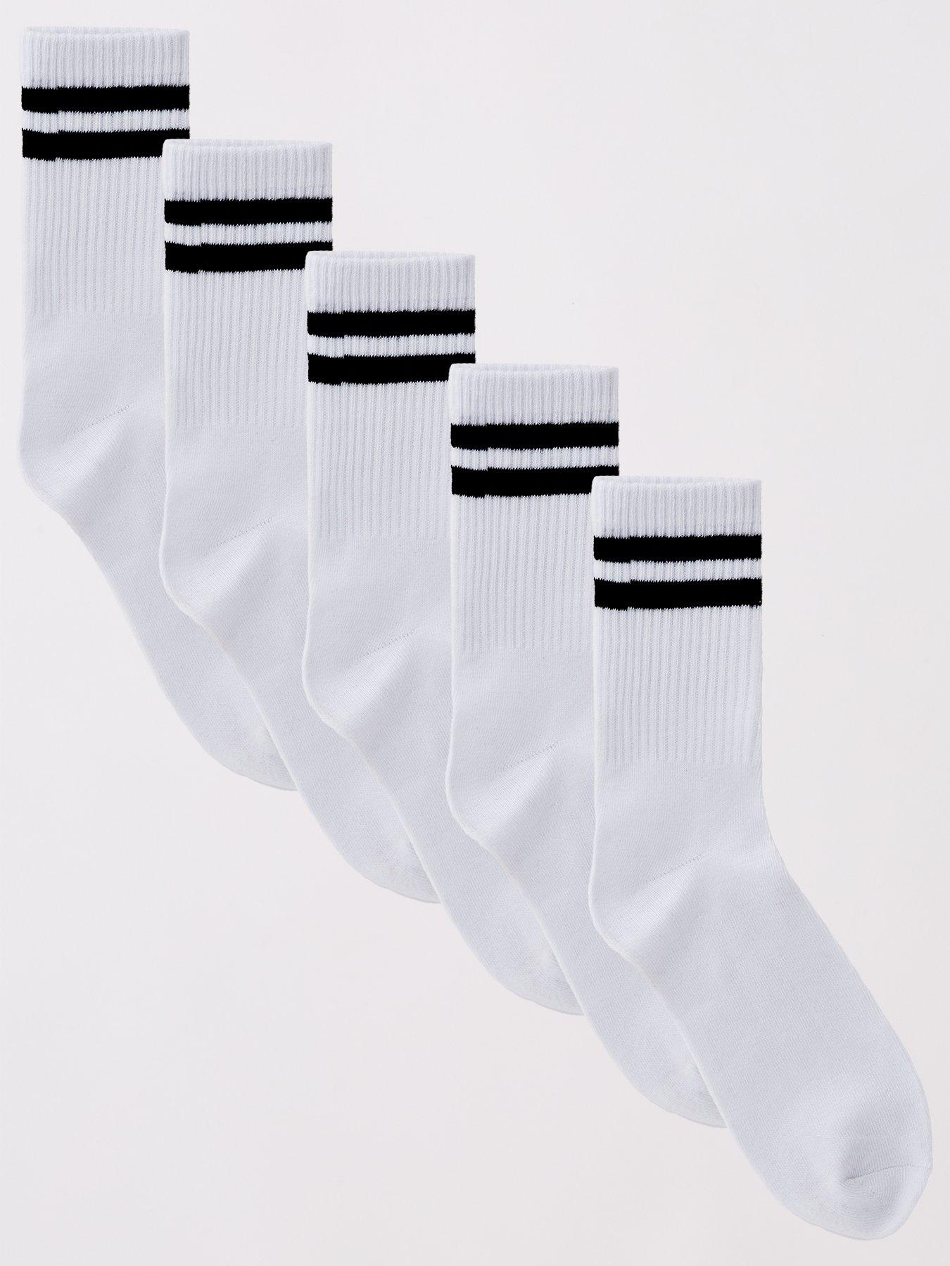 undefined Stripe 5 Pack Socks - Bright White