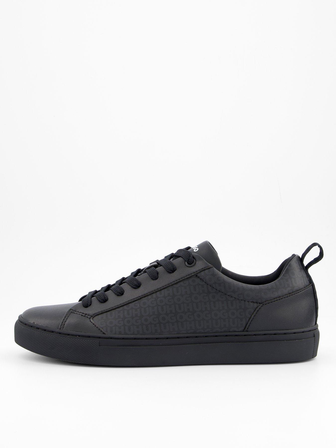 HUGO Men's Morrie Tenn Monogram Leather Trainers - Black