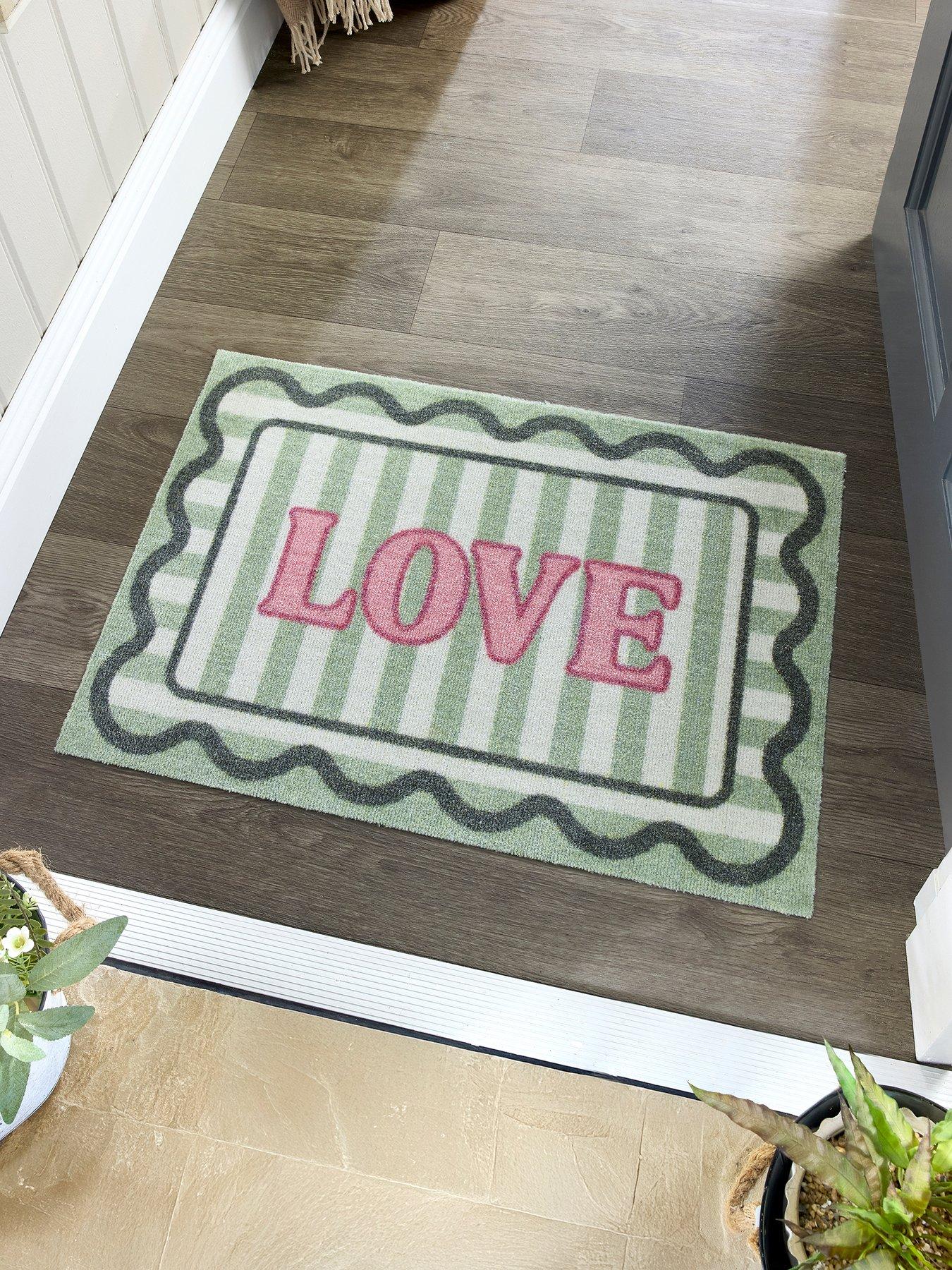 Image 1 of 4 of The Very Collection My Love Nylon Washable Doormat 50x75cm - Green