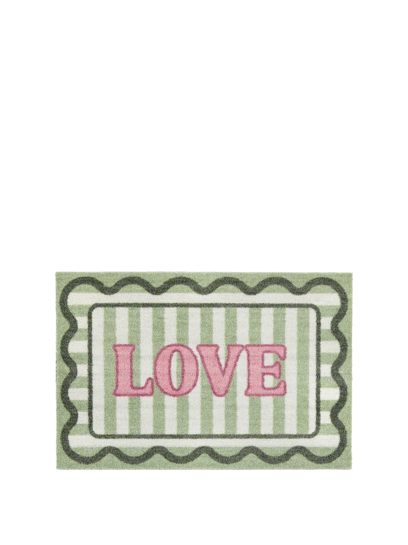 Image 2 of 4 of The Very Collection My Love Nylon Washable Doormat 50x75cm - Green