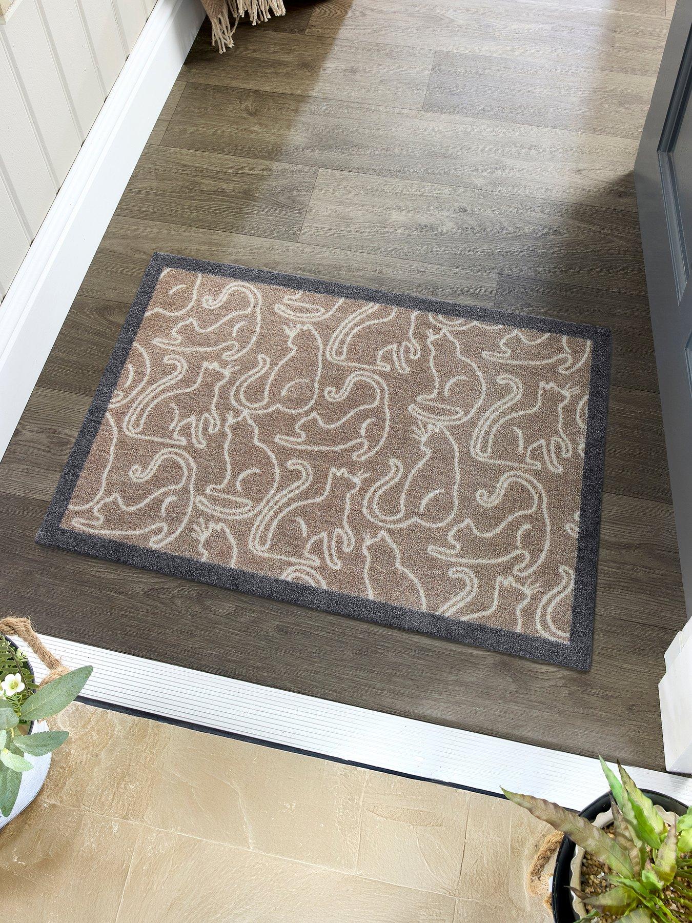 Very Home My Cat Outline Washable Doormat 50x75cm - Beige