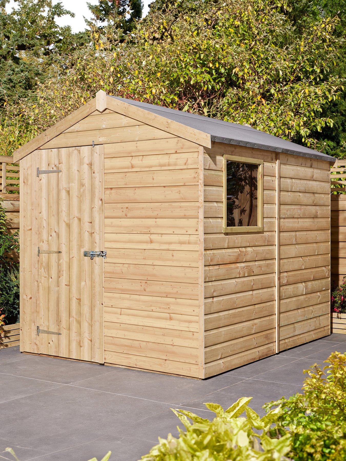 Product photograph of Rowlinson 8x6ft Shiplap Apex Shed Single Door With Window from very.co.uk