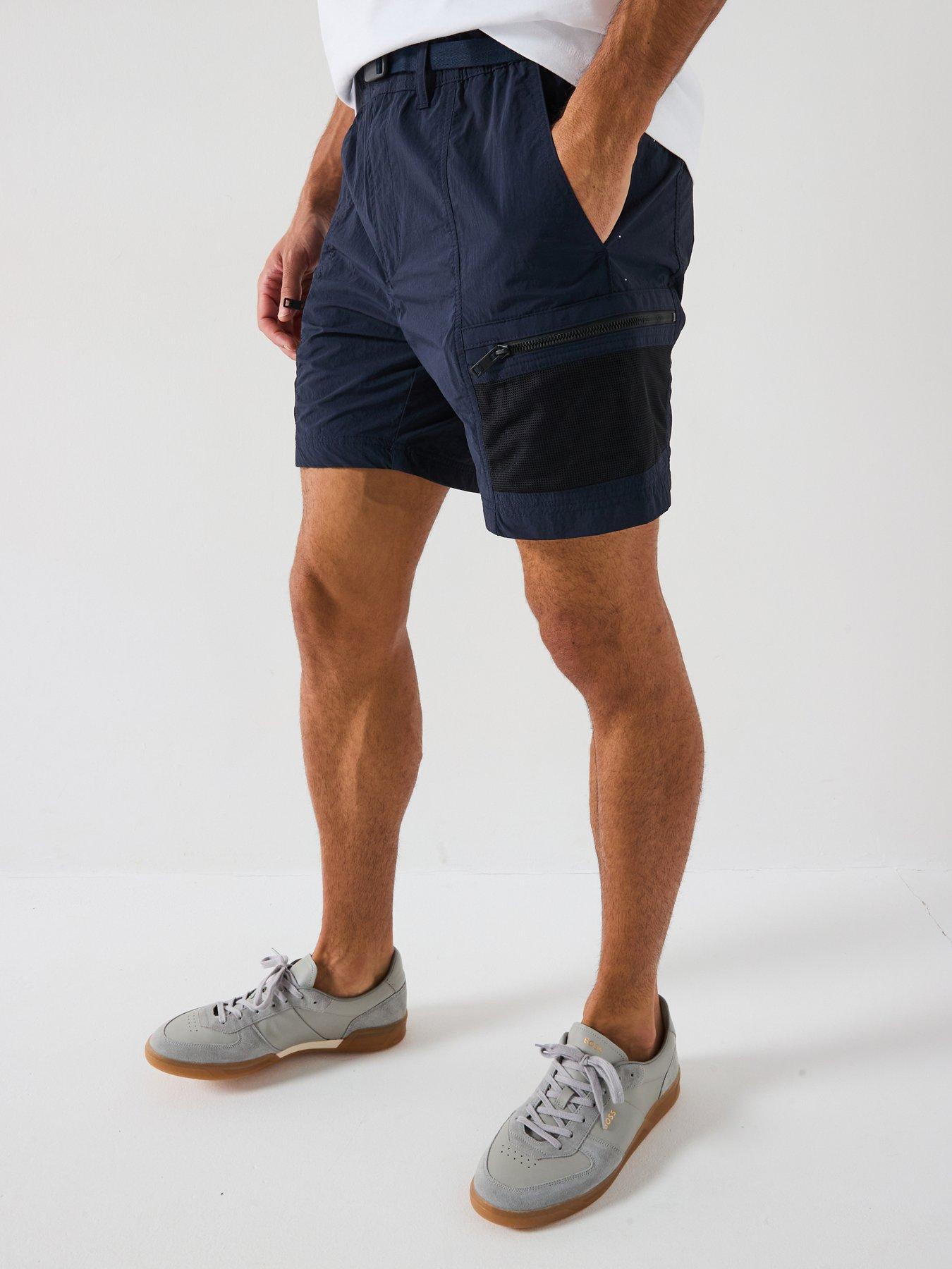 undefined Sal Belted Shorts - Dark Blue